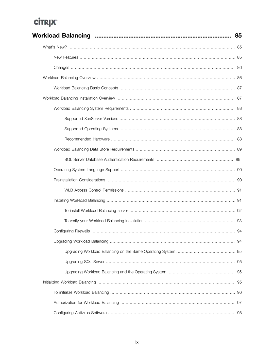 Citrix Systems 5.6 manual Workload Balancing 