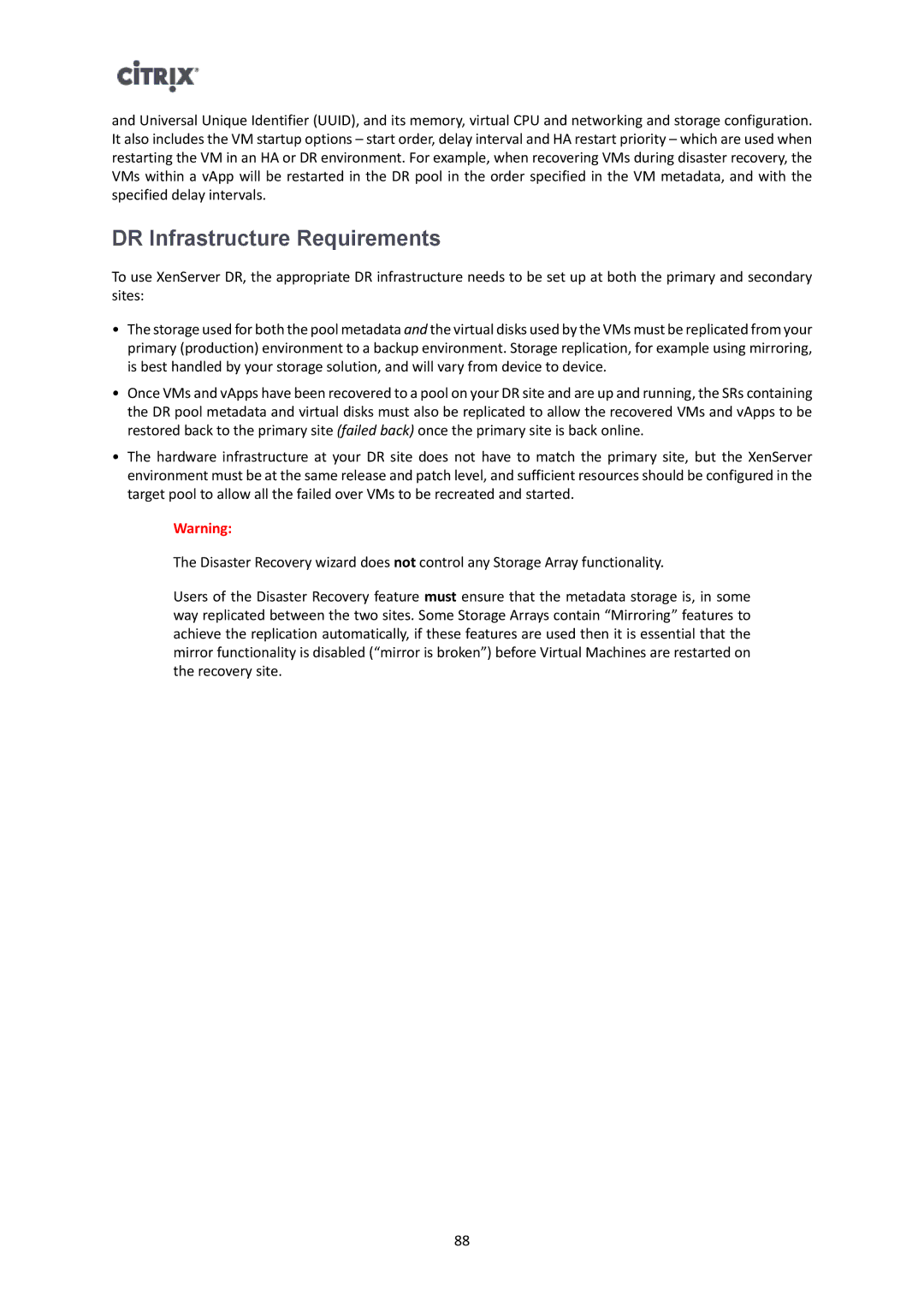 Citrix Systems 6 manual DR Infrastructure Requirements 