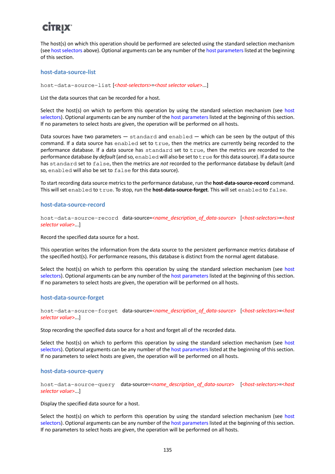 Citrix Systems 6 manual Host-data-source-list, Host-data-source-record, Host-data-source-forget, Host-data-source-query 