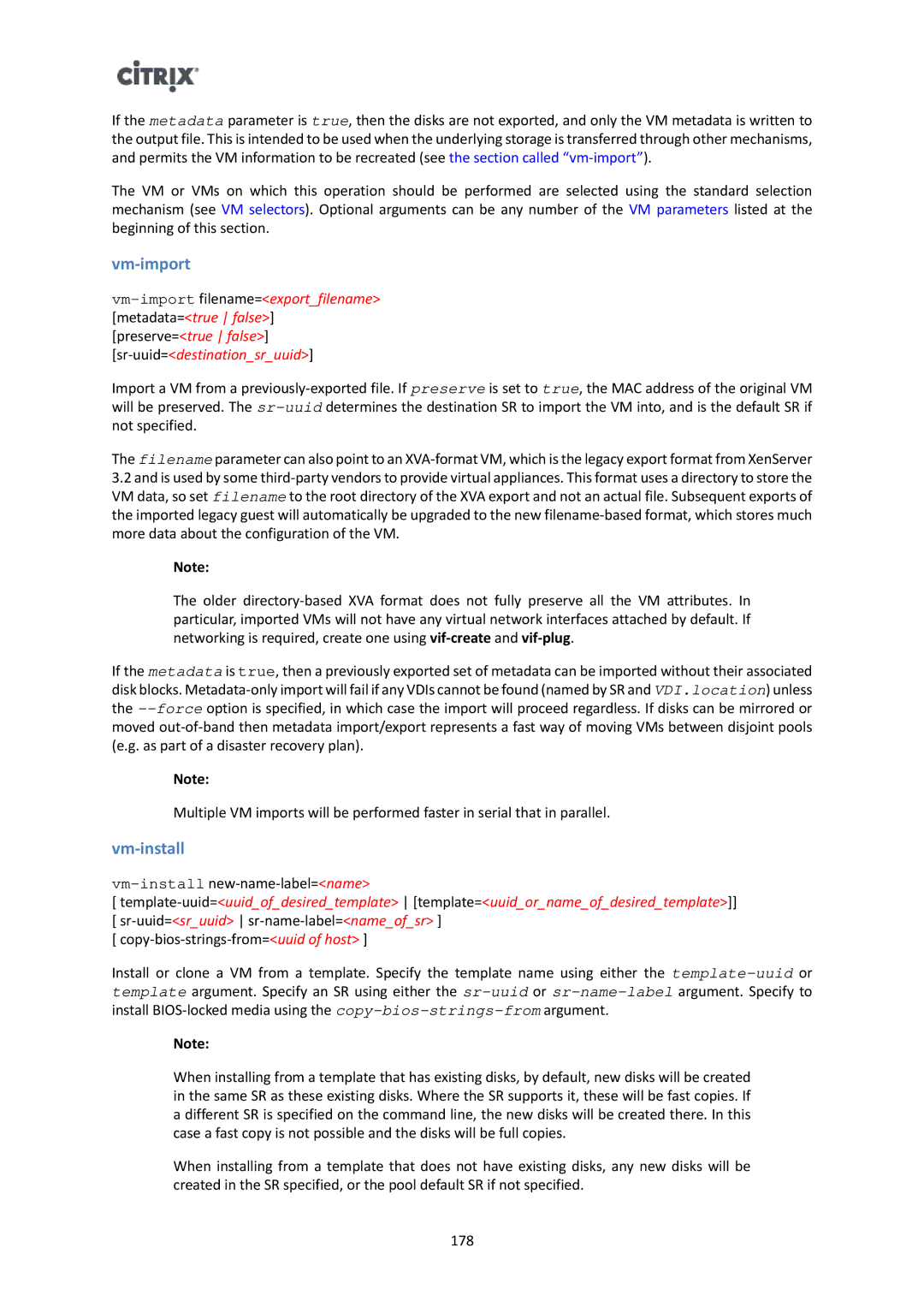 Citrix Systems 6 manual Vm-import, Vm-install 