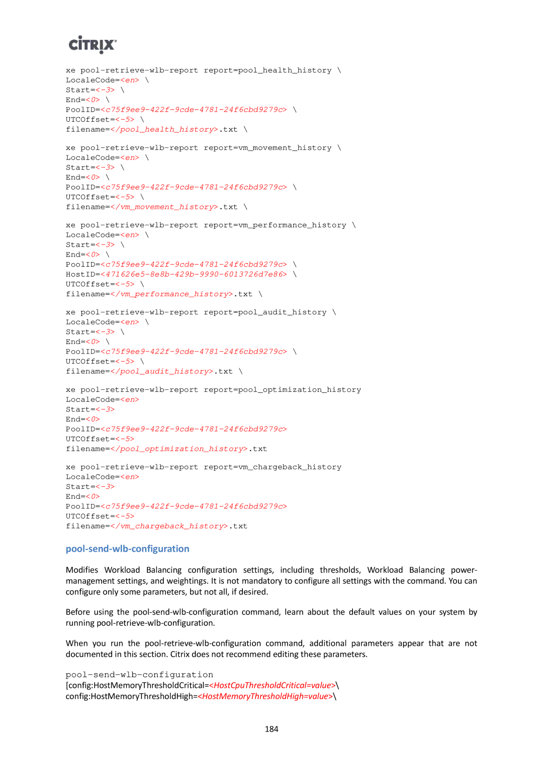 Citrix Systems 6 manual Pool-send-wlb-configuration 
