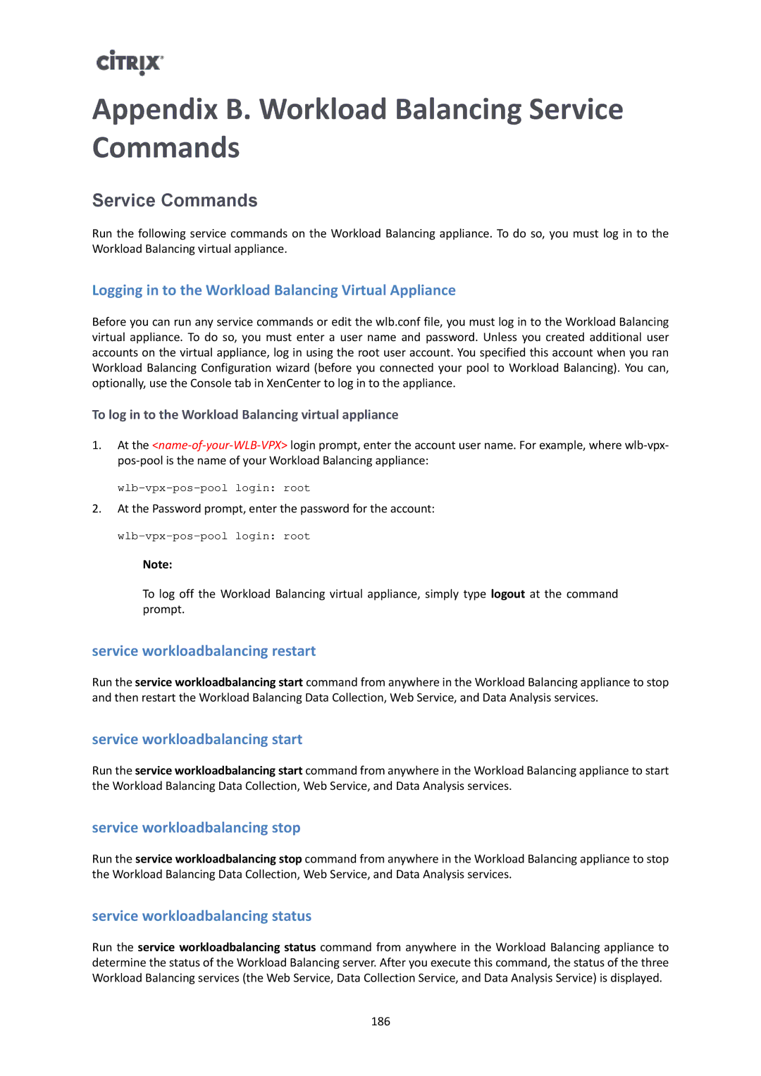 Citrix Systems 6 manual Service Commands 