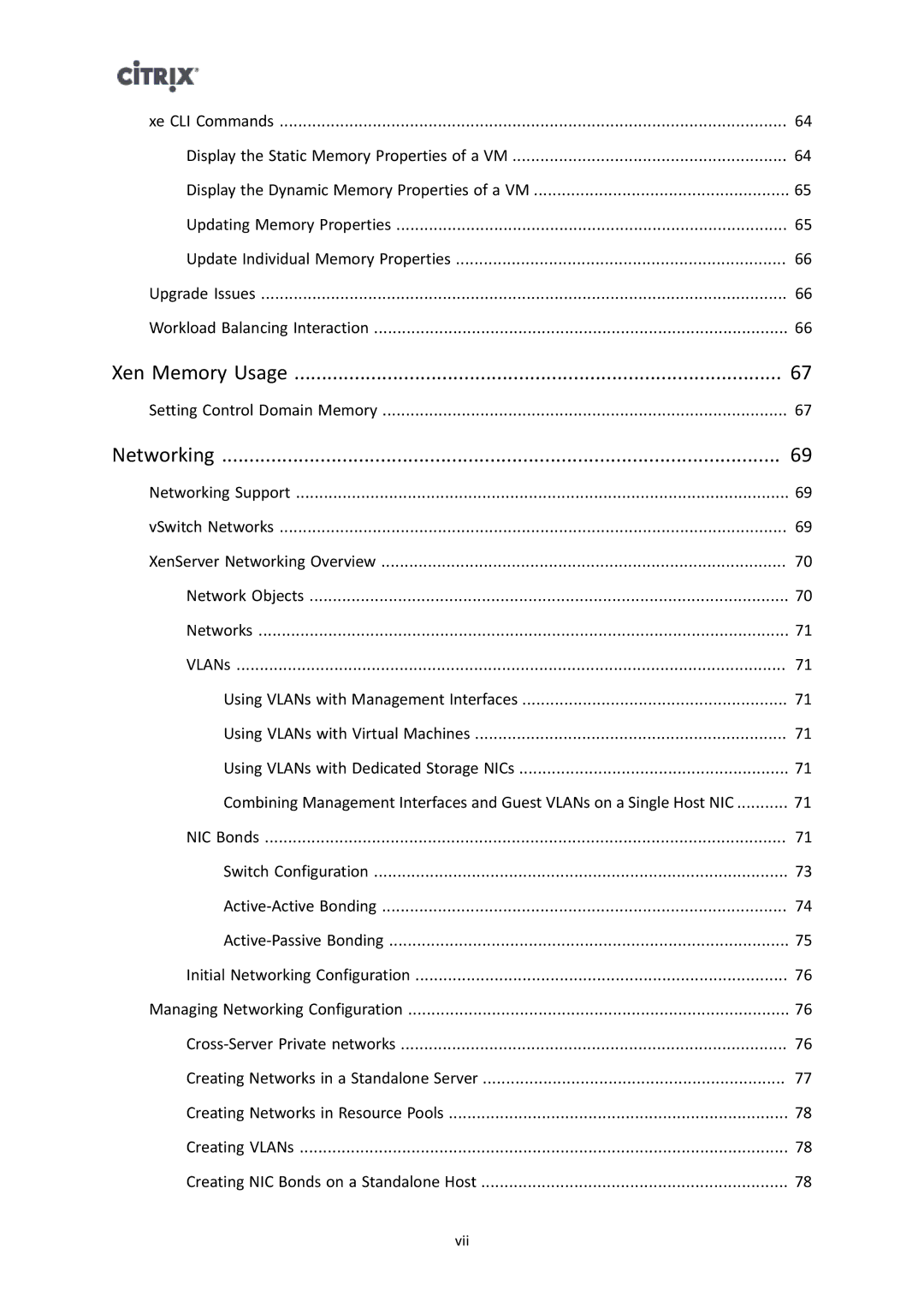 Citrix Systems 6 manual Xen Memory Usage 