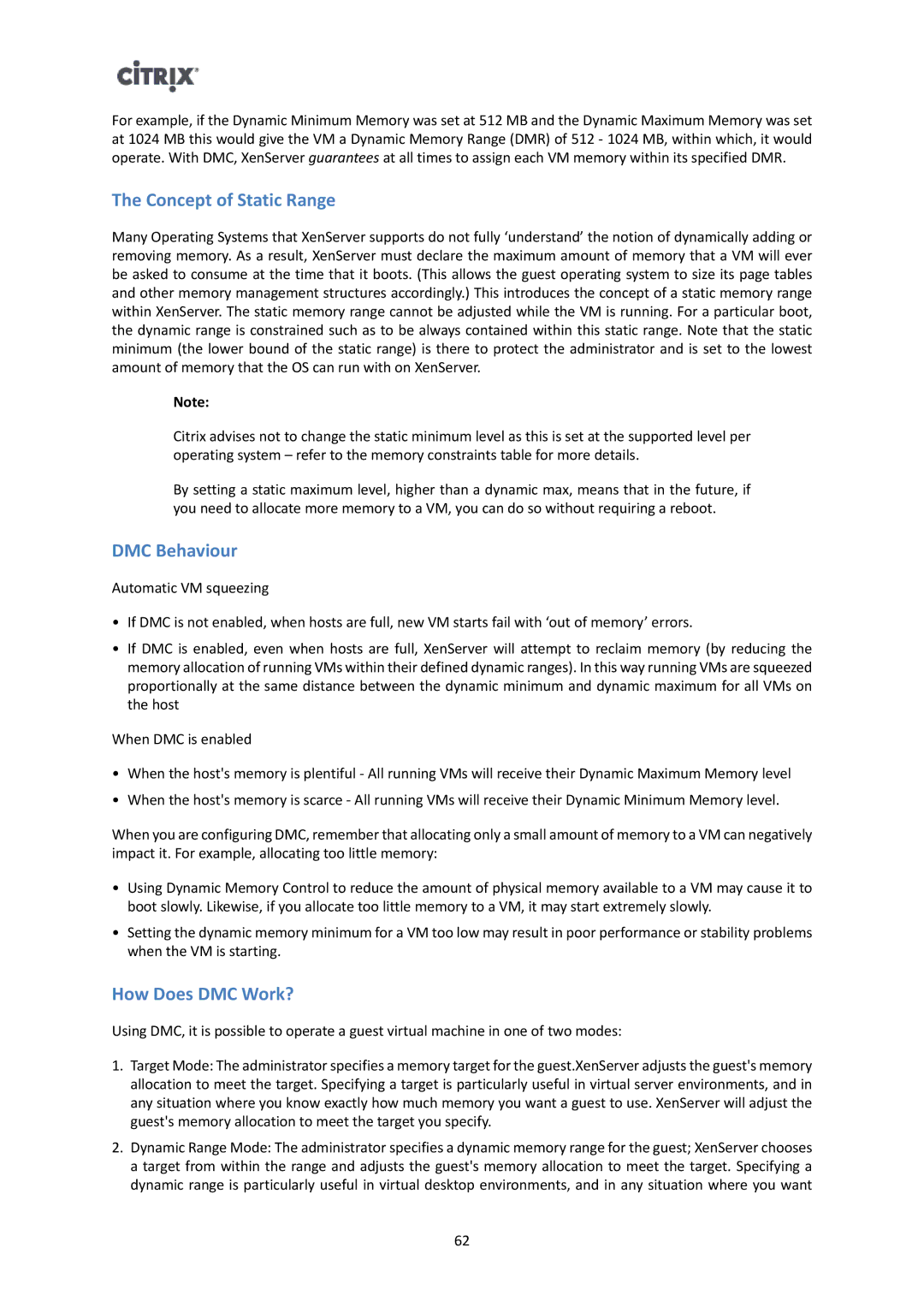 Citrix Systems 6 manual Concept of Static Range, DMC Behaviour, How Does DMC Work? 