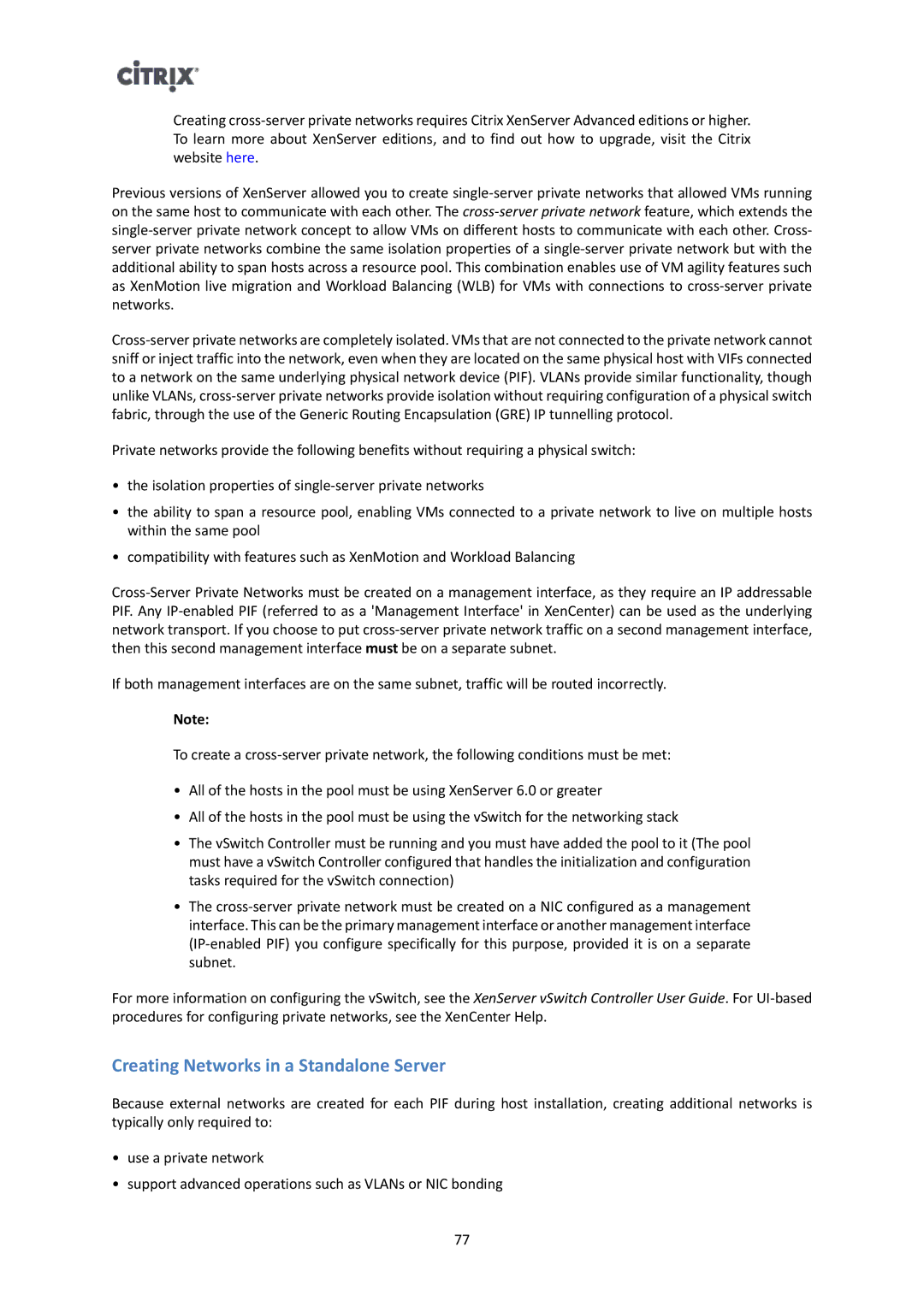 Citrix Systems 6 manual Creating Networks in a Standalone Server 