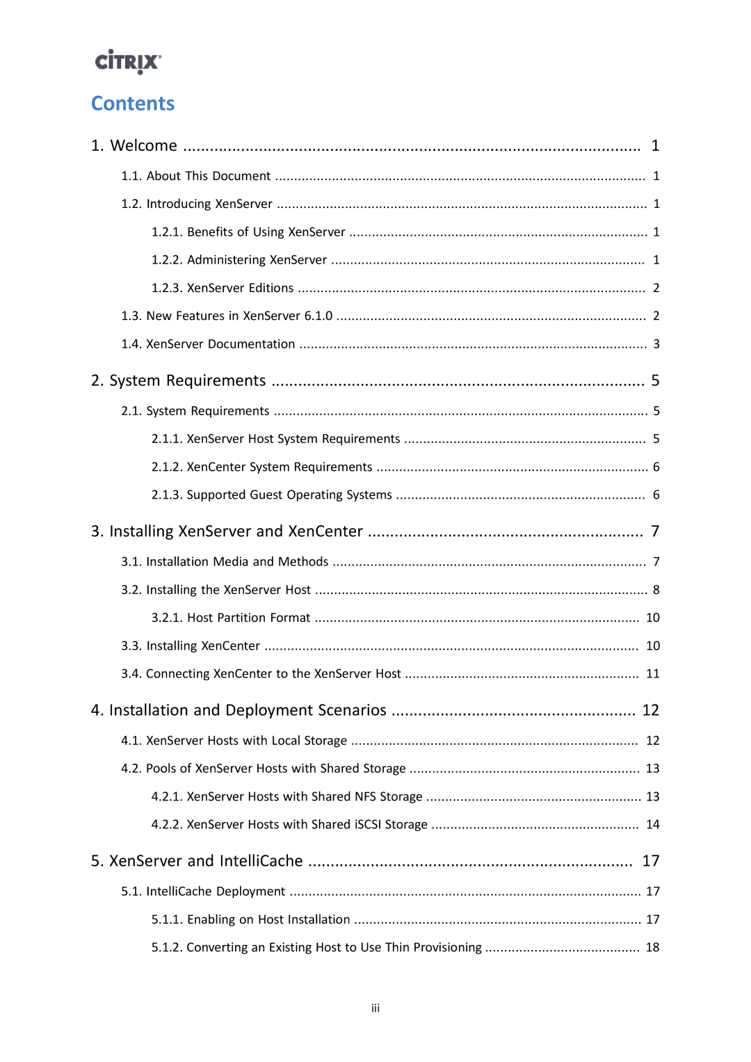 Citrix Systems 6.1.0 manual Contents 