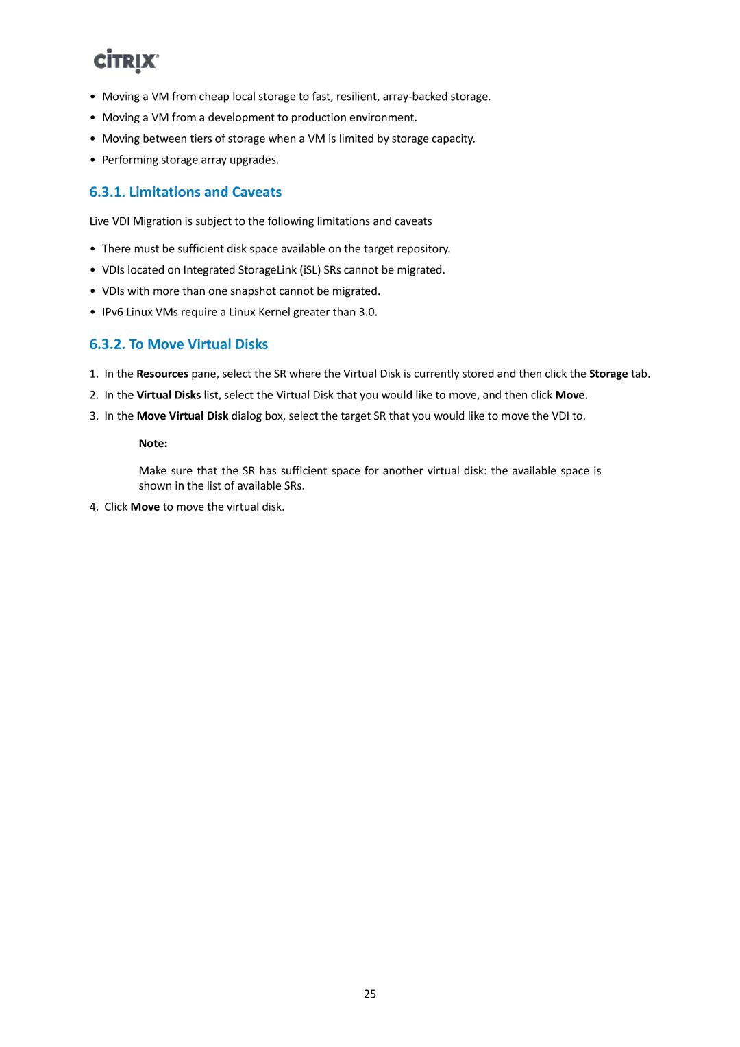 Citrix Systems 6.2.0 manual To Move Virtual Disks 