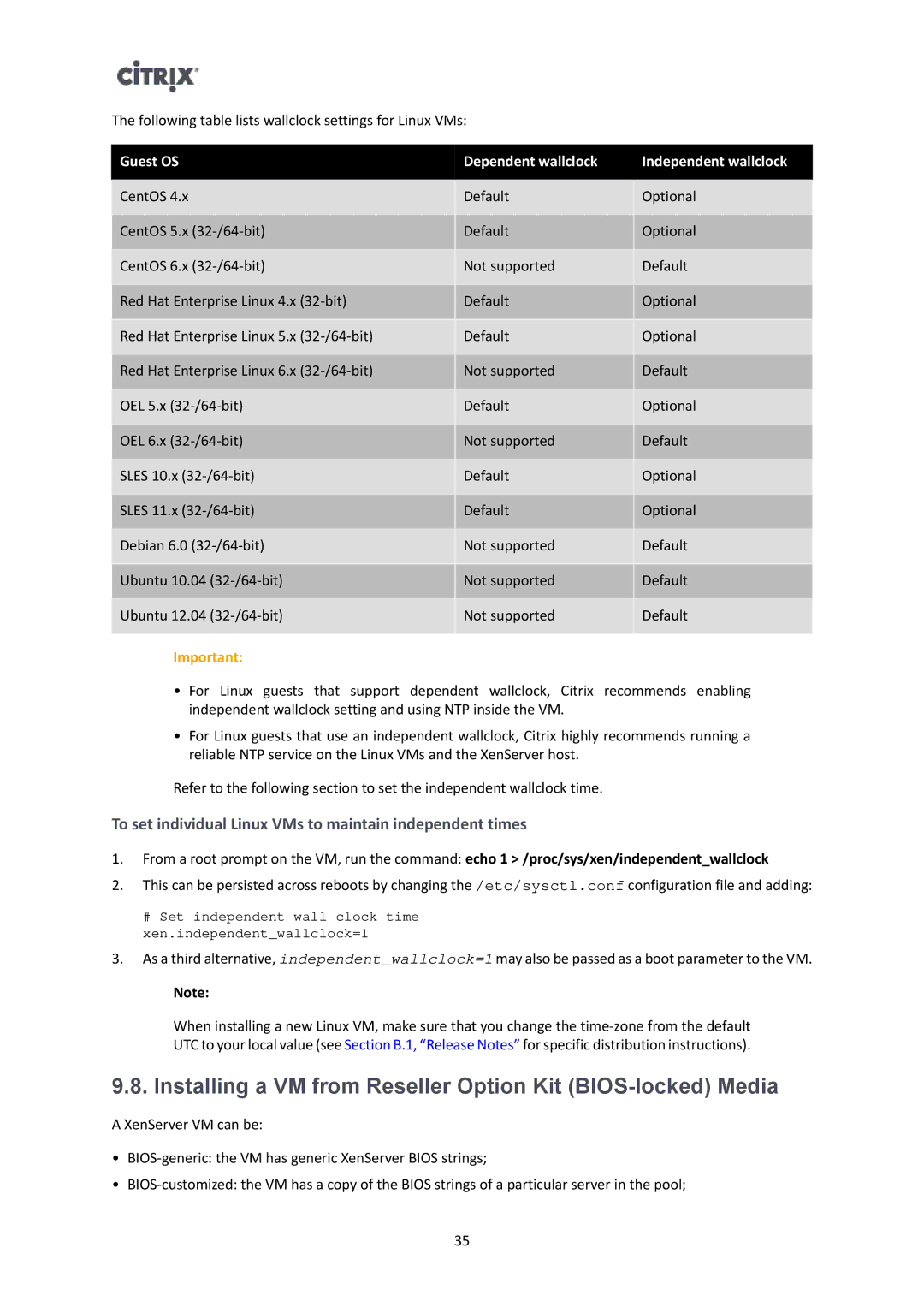 Citrix Systems 6.2.0 manual Installing a VM from Reseller Option Kit BIOS-locked Media 