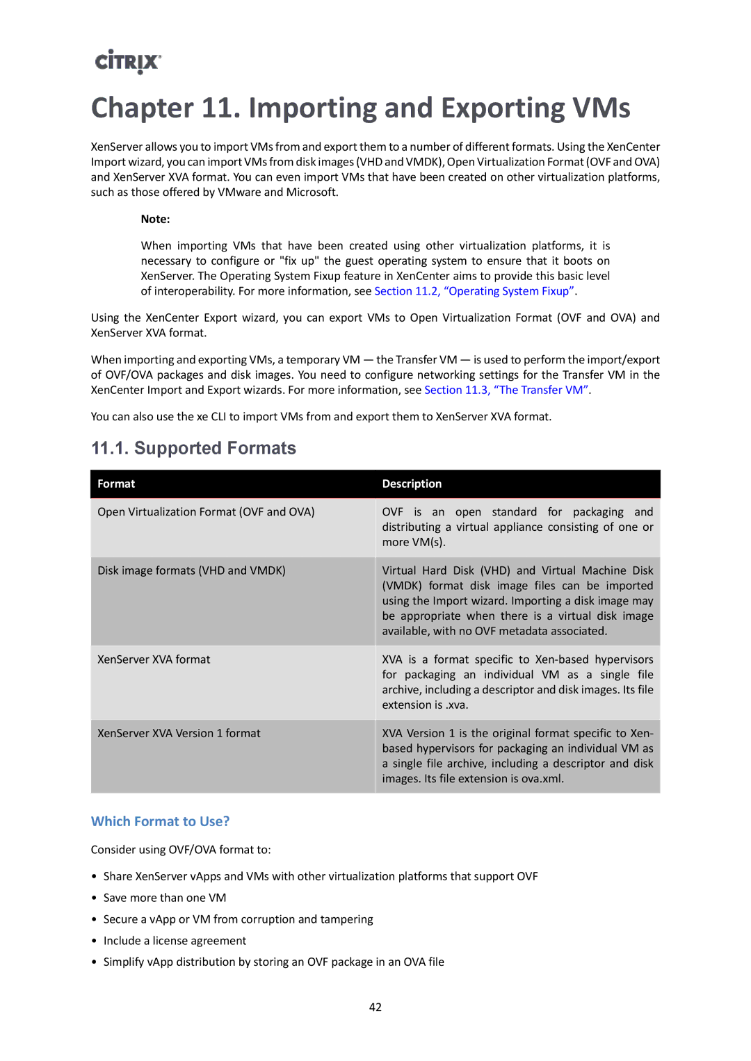 Citrix Systems 6.2.0 manual Importing and Exporting VMs, Supported Formats, Format Description 