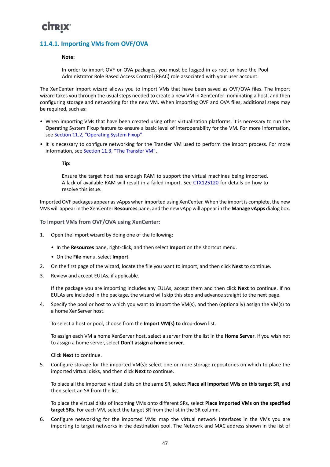 Citrix Systems 6.2.0 manual Importing VMs from OVF/OVA, To Import VMs from OVF/OVA using XenCenter 