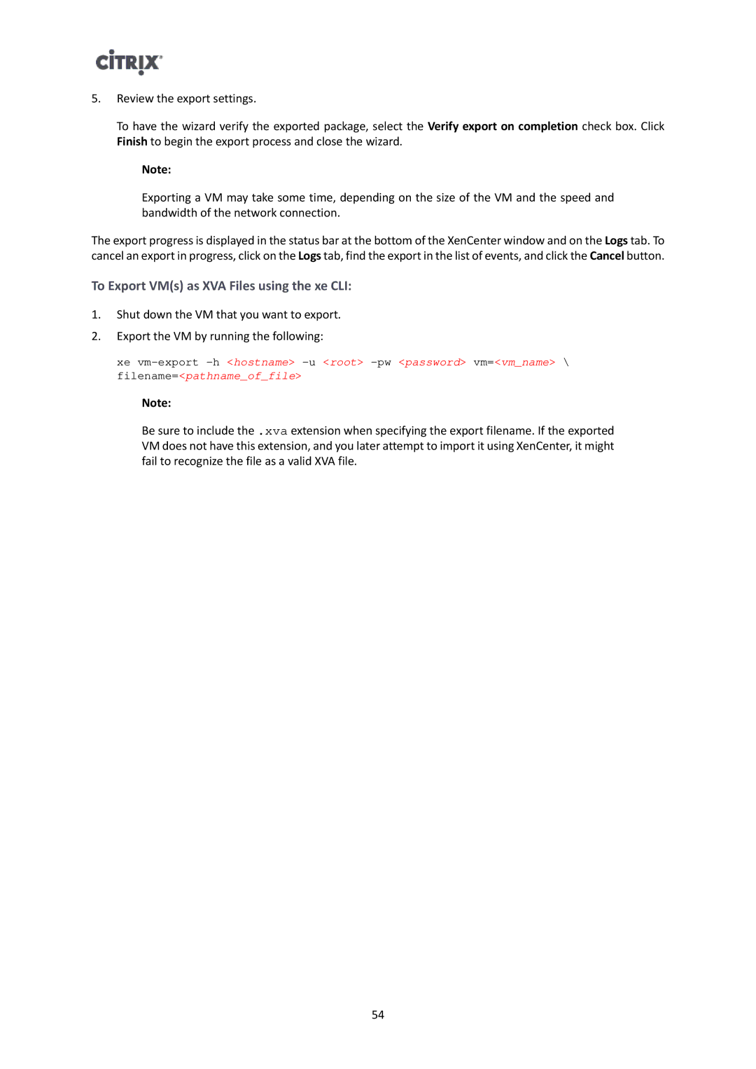 Citrix Systems 6.2.0 manual To Export VMs as XVA Files using the xe CLI 