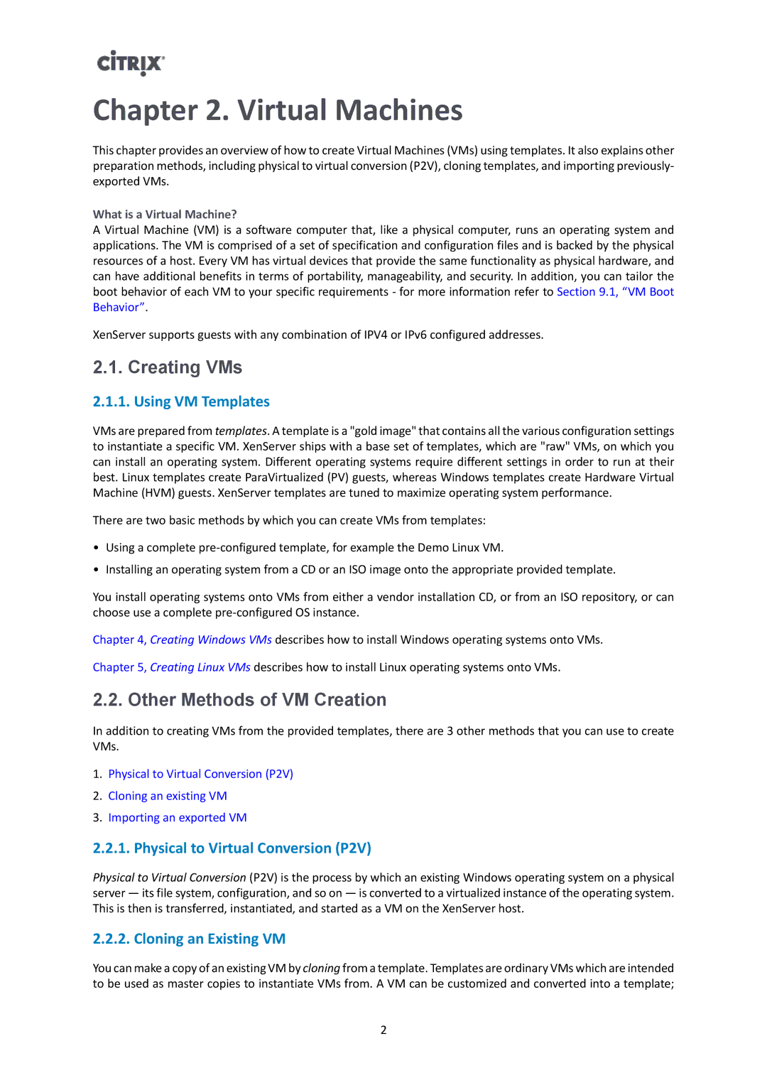 Citrix Systems 6.2.0 manual Virtual Machines, Creating VMs, Other Methods of VM Creation 