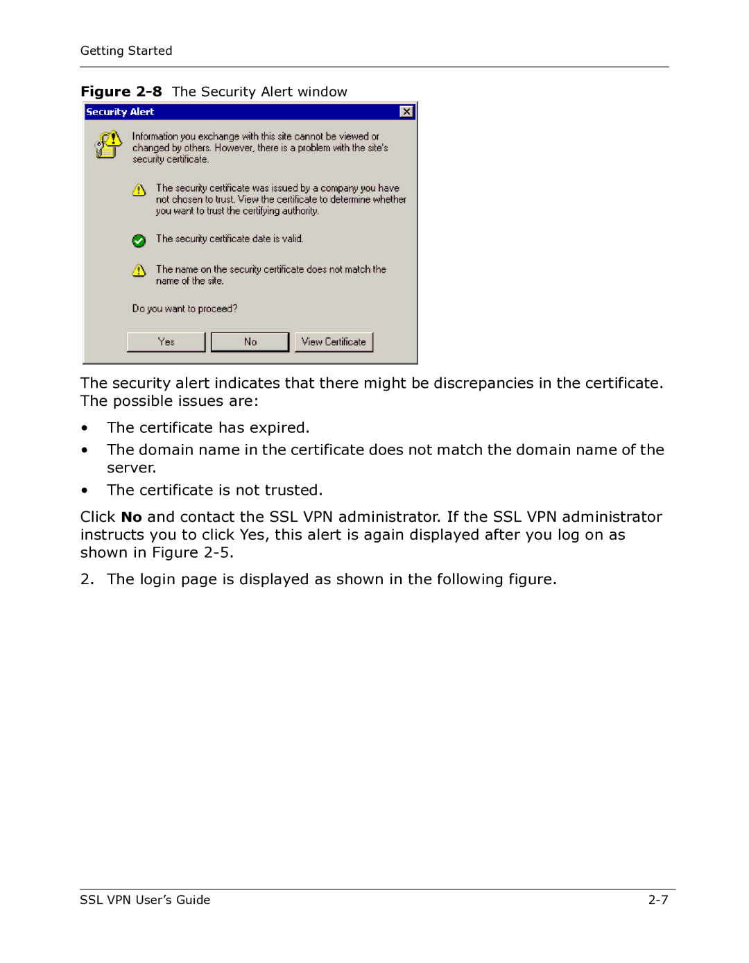 Citrix Systems 9000 Series manual 8The Security Alert window 