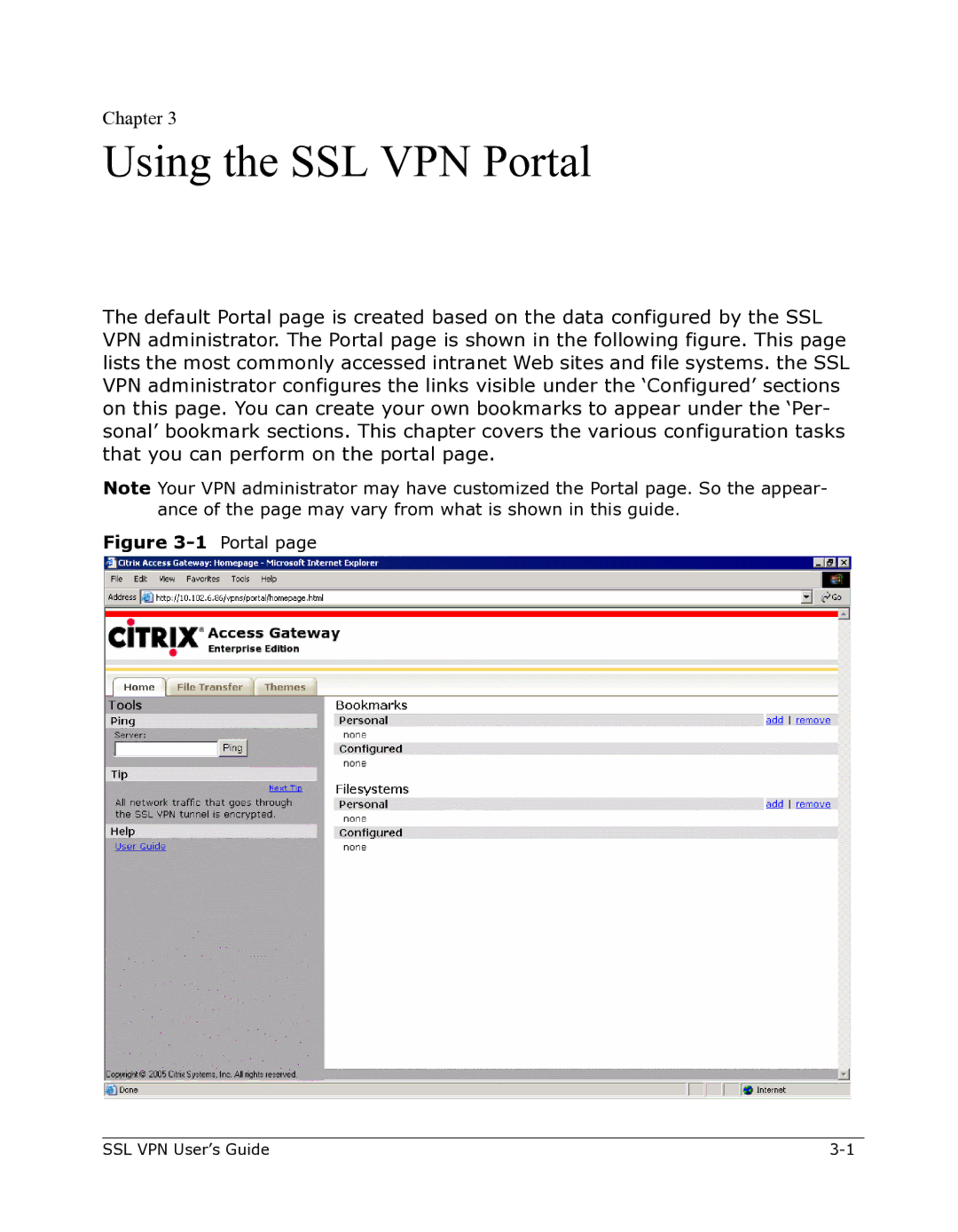 Citrix Systems 9000 Series manual Using the SSL VPN Portal 