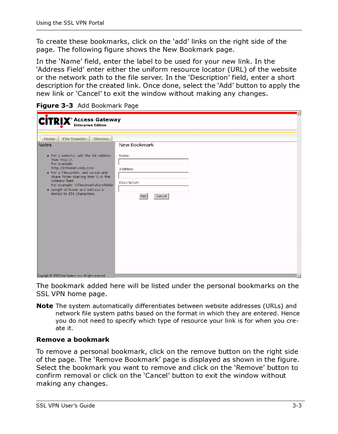 Citrix Systems 9000 Series manual Remove a bookmark, 3Add Bookmark 