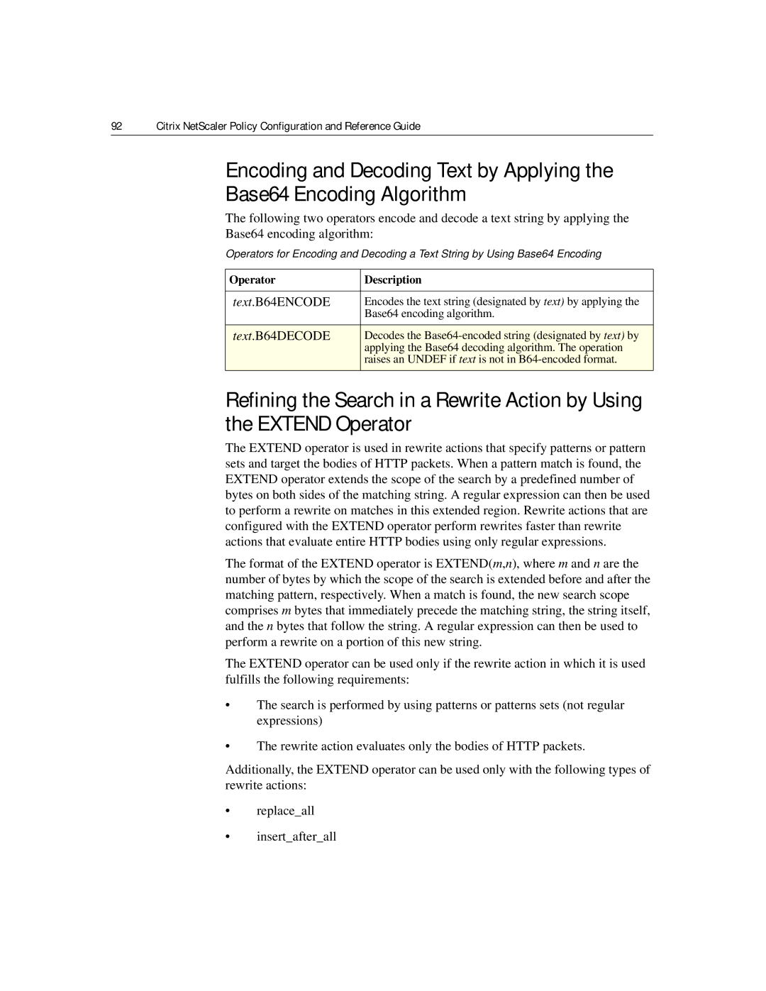 Citrix Systems 9.2 Operator Description, Base64 encoding algorithm, Applying the Base64 decoding algorithm. The operation 