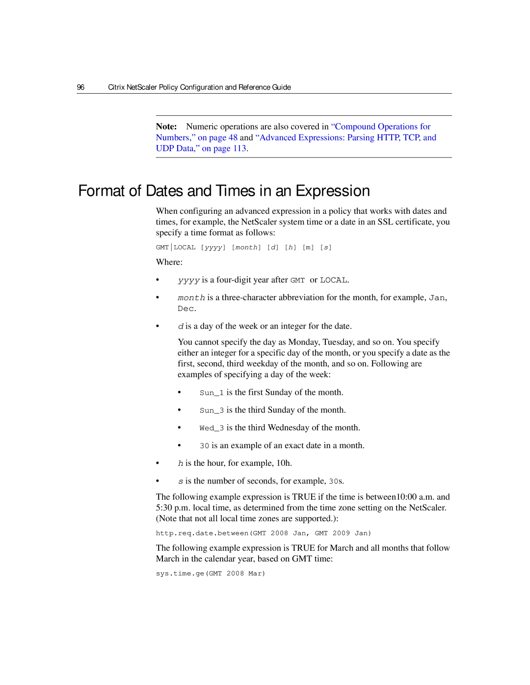 Citrix Systems 9.2 manual Format of Dates and Times in an Expression 