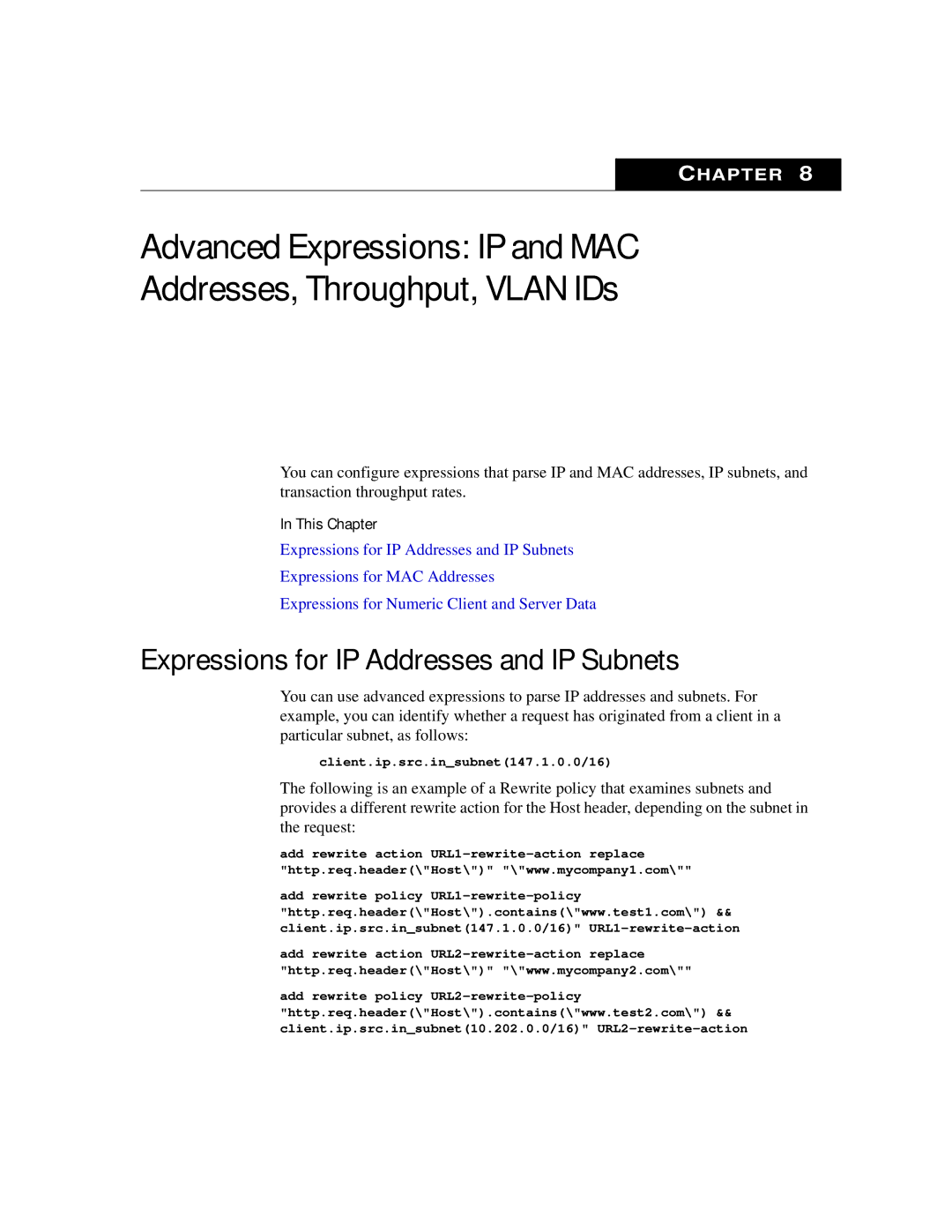 Citrix Systems 9.2 manual Expressions for IP Addresses and IP Subnets 