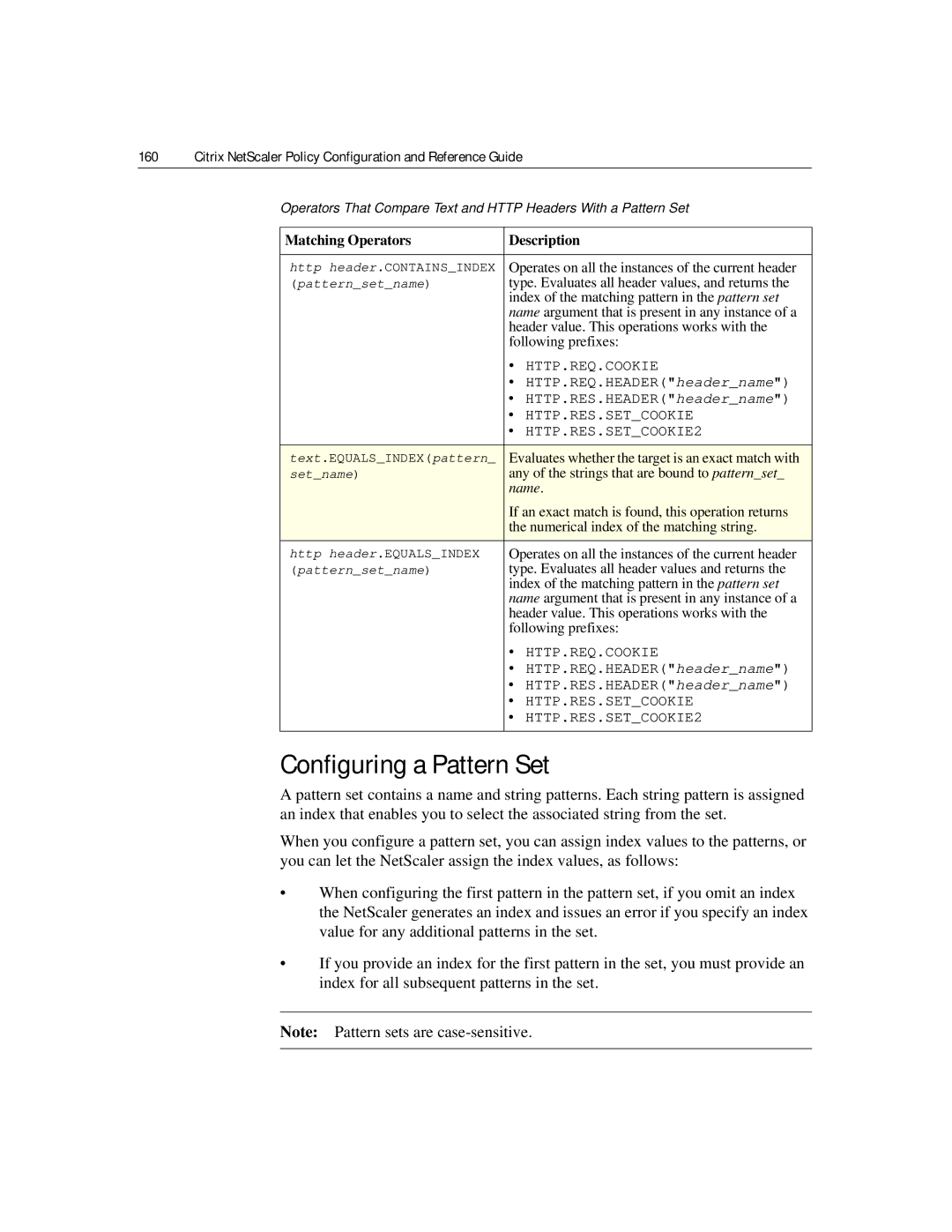 Citrix Systems 9.2 manual Configuring a Pattern Set 