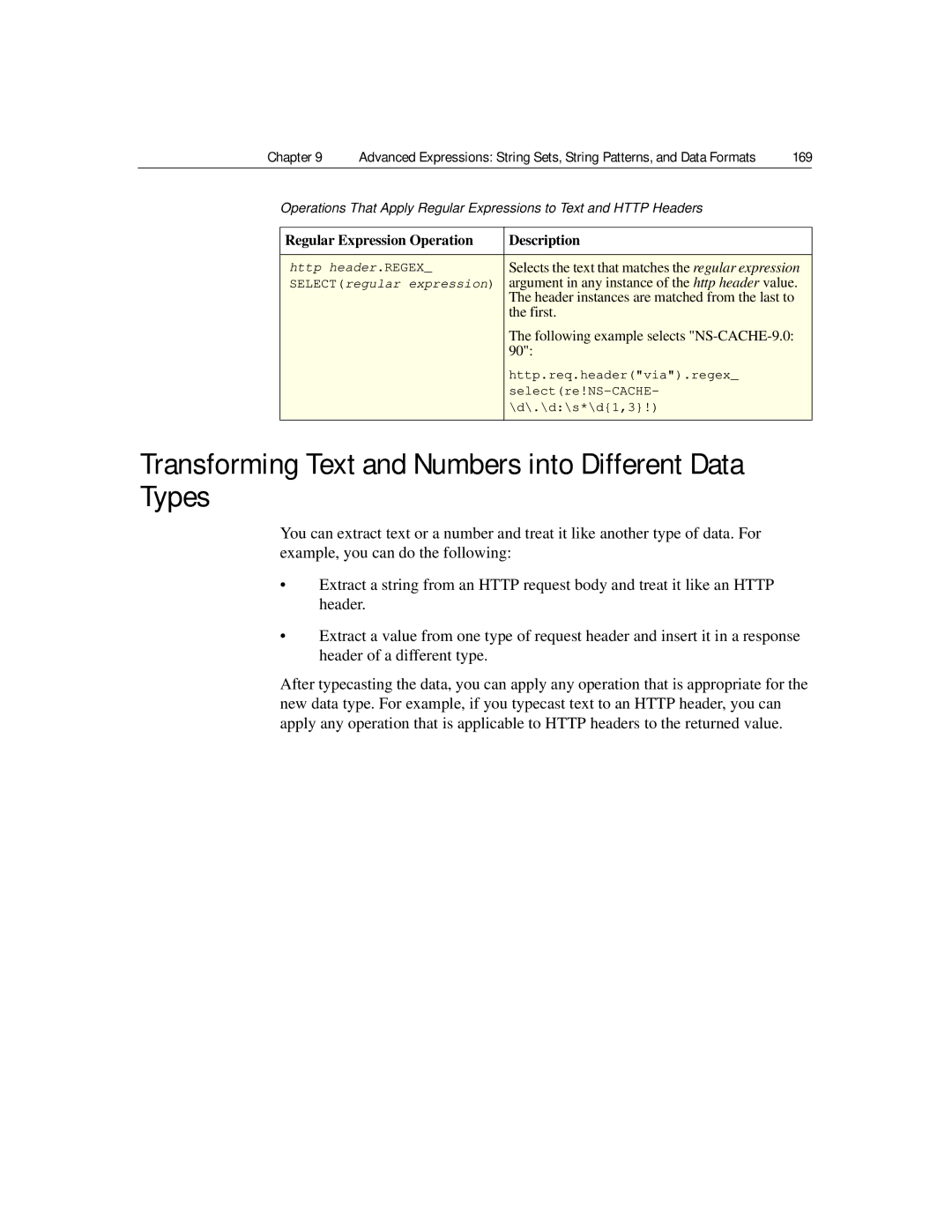 Citrix Systems 9.2 Transforming Text and Numbers into Different Data Types, First, Following example selects NS-CACHE-9.0 