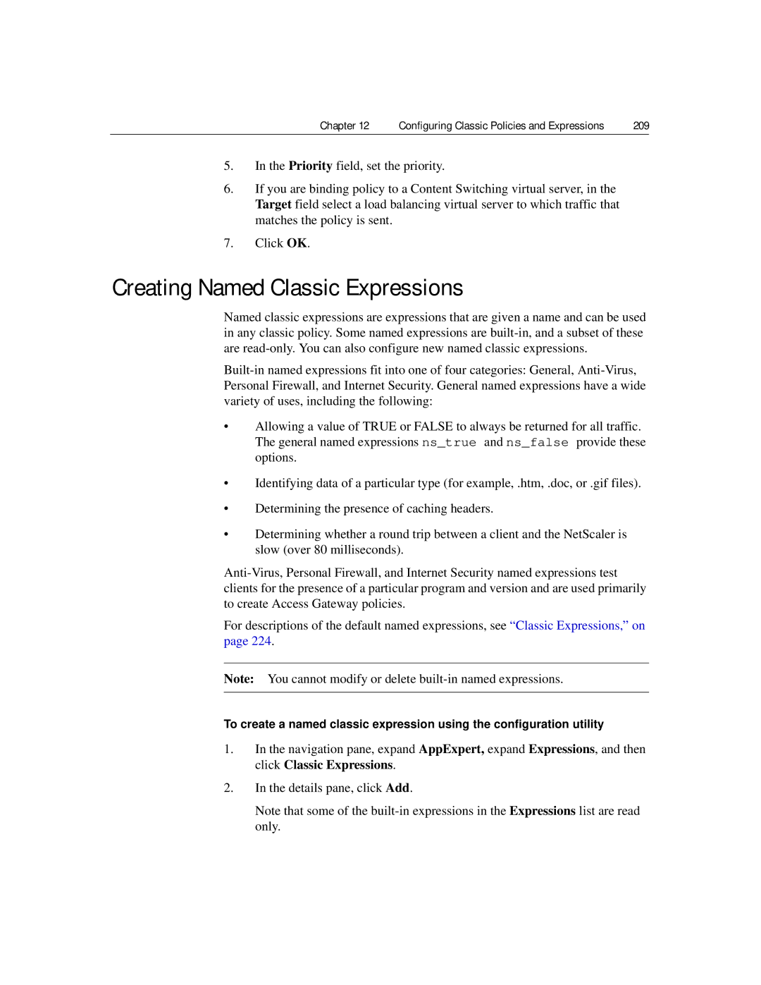 Citrix Systems 9.2 manual Creating Named Classic Expressions, 209 