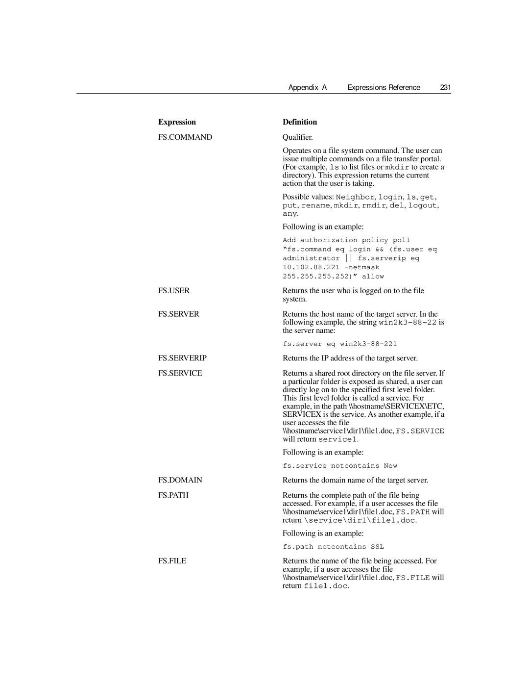 Citrix Systems 9.2 manual Appendix a Expressions Reference 231 