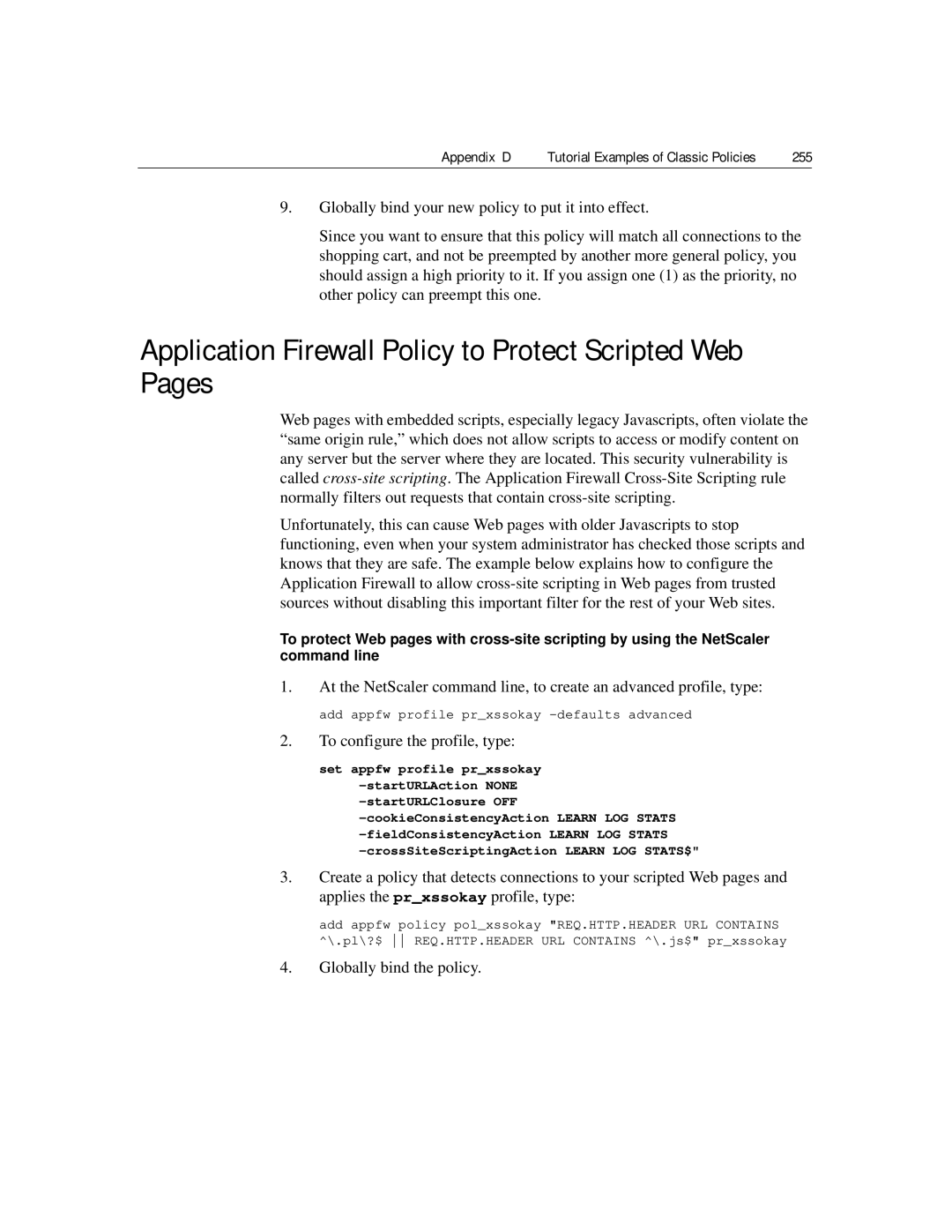 Citrix Systems 9.2 manual Application Firewall Policy to Protect Scripted Web Pages 