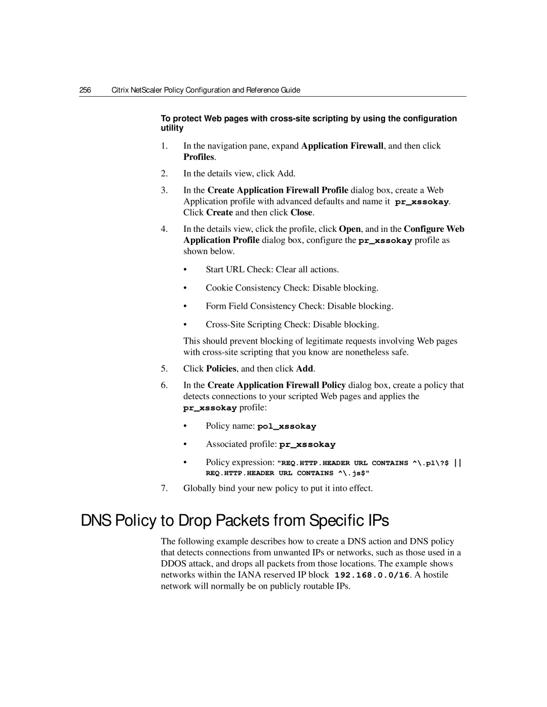 Citrix Systems 9.2 manual DNS Policy to Drop Packets from Specific IPs 