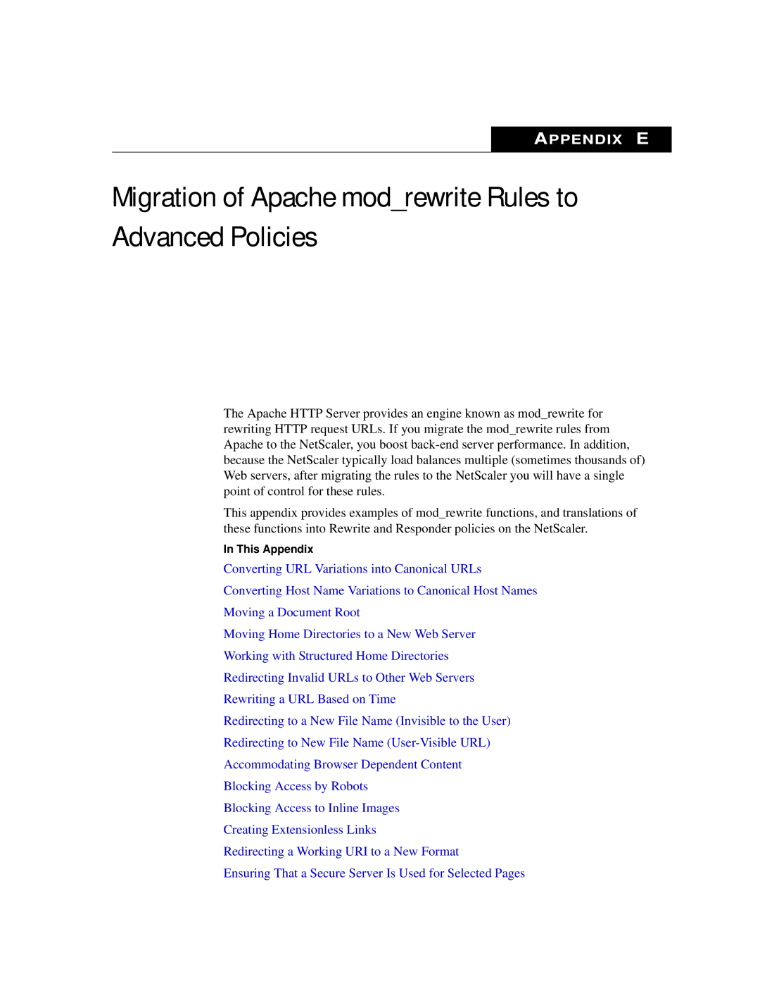 Citrix Systems 9.2 manual Migration of Apache modrewrite Rules to Advanced Policies 