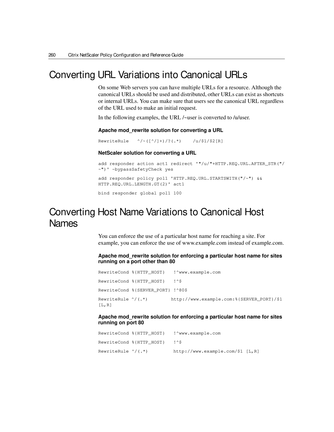 Citrix Systems 9.2 Converting URL Variations into Canonical URLs, Converting Host Name Variations to Canonical Host Names 