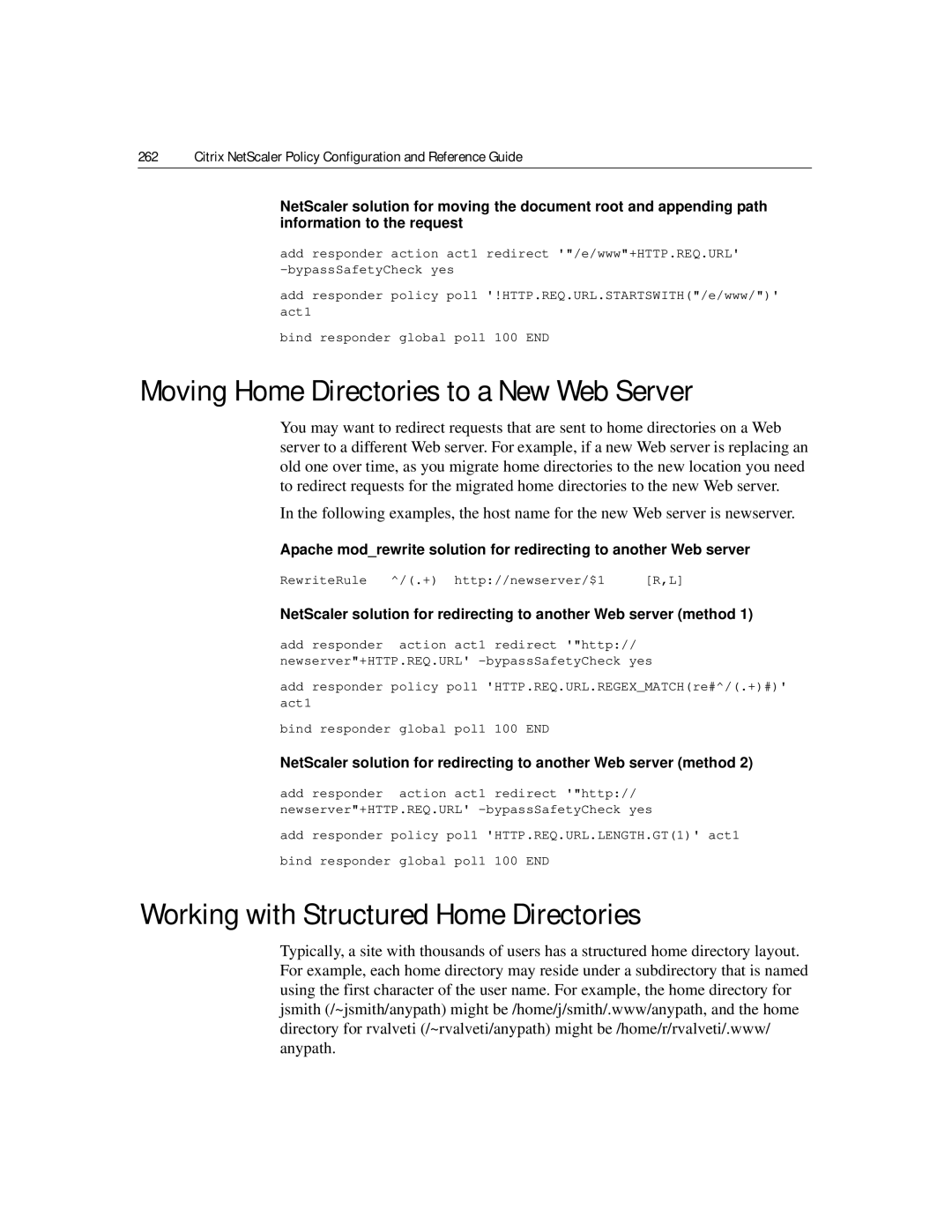 Citrix Systems 9.2 manual Moving Home Directories to a New Web Server, Working with Structured Home Directories 