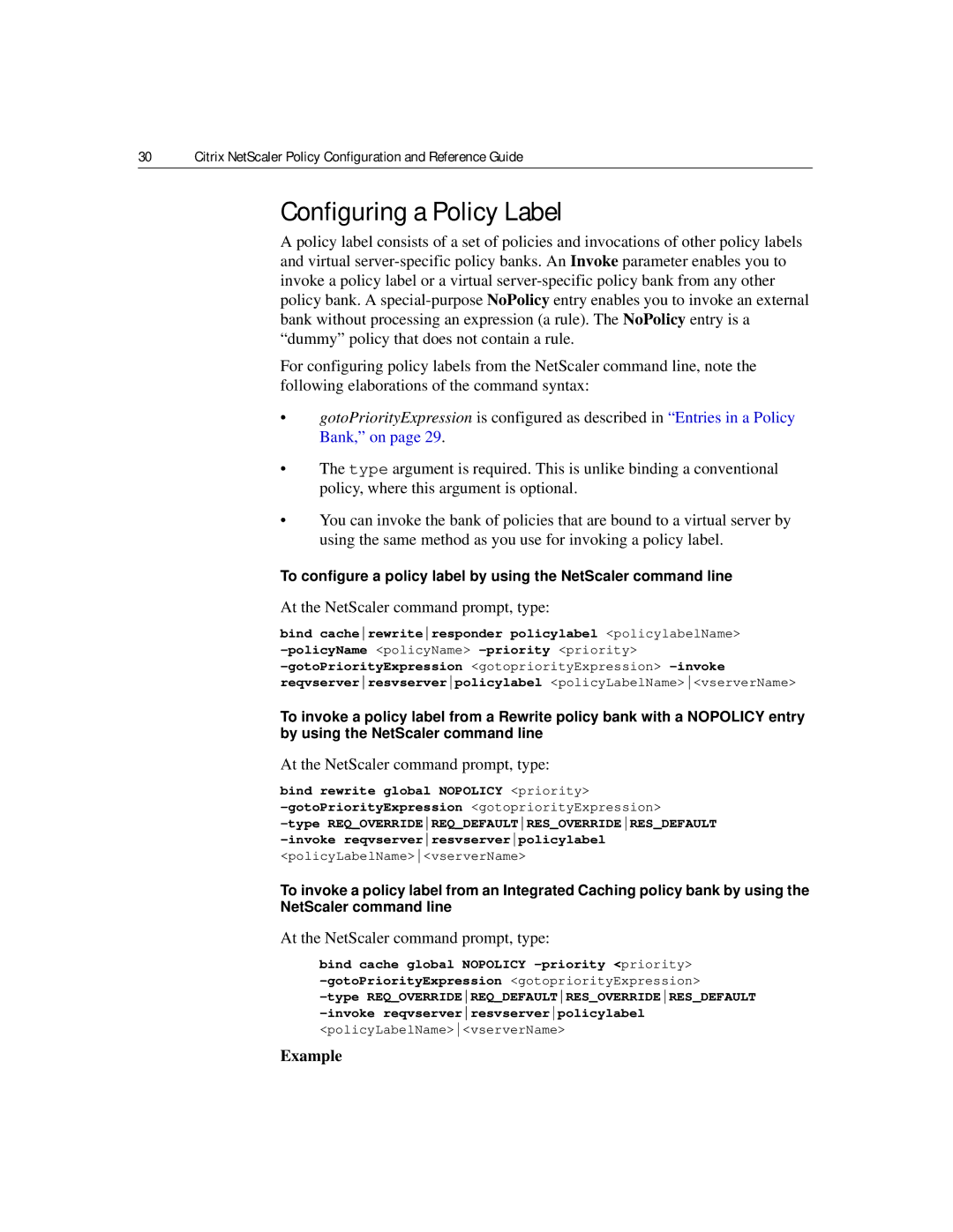 Citrix Systems 9.2 manual Configuring a Policy Label, Example 