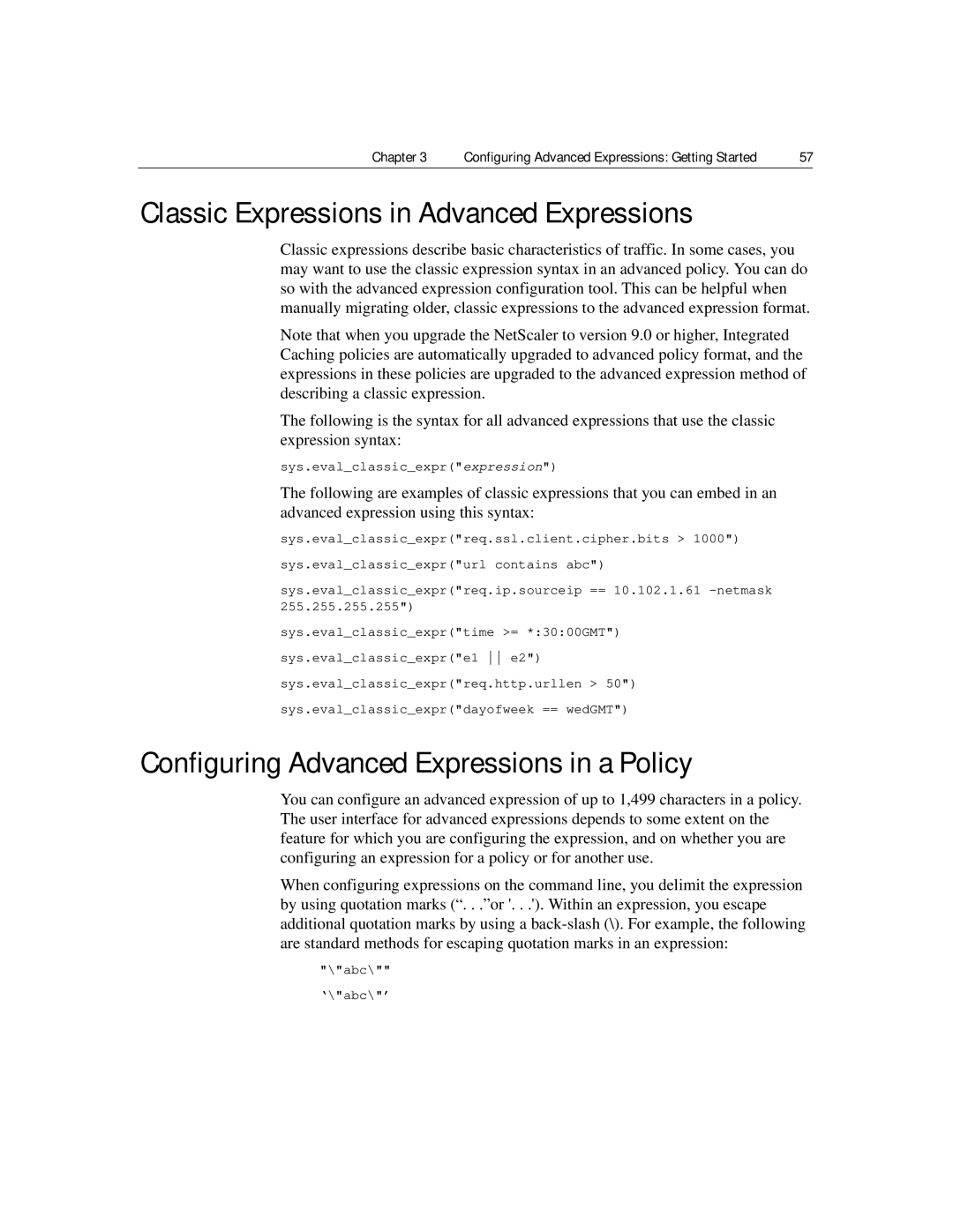 Citrix Systems 9.2 manual Classic Expressions in Advanced Expressions, Configuring Advanced Expressions in a Policy 