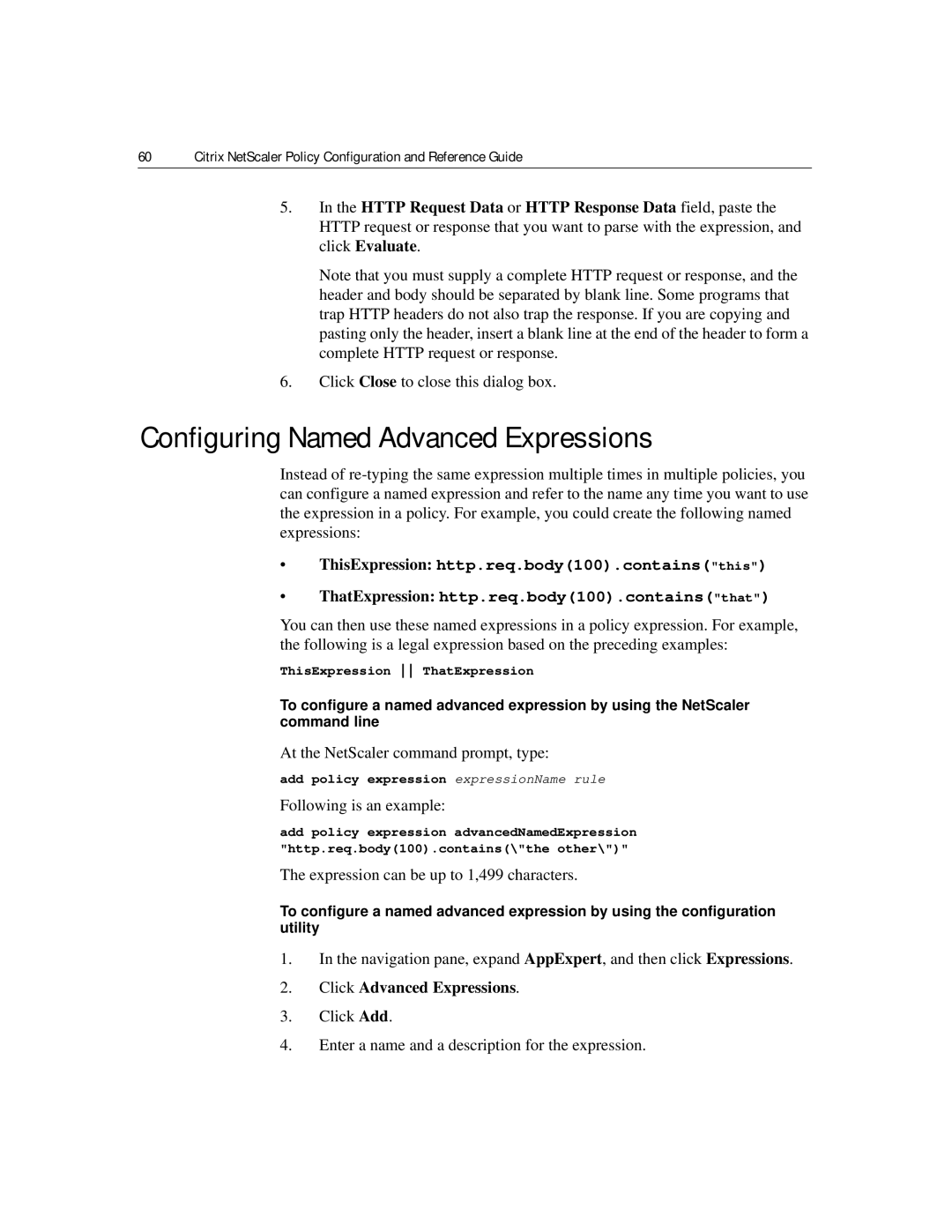 Citrix Systems 9.2 manual Configuring Named Advanced Expressions, Click Advanced Expressions 