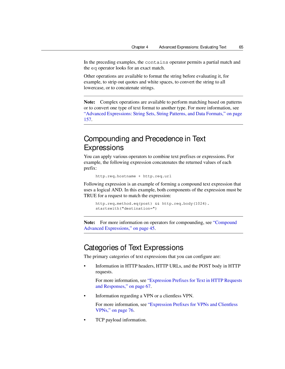 Citrix Systems 9.2 manual Compounding and Precedence in Text Expressions, Categories of Text Expressions 