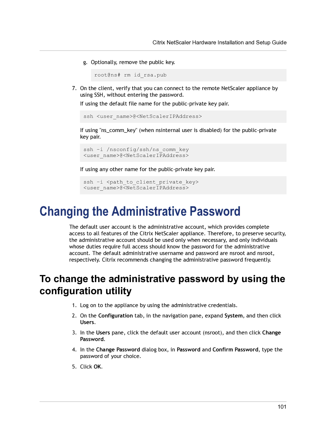 Citrix Systems 9.3 setup guide Changing the Administrative Password 