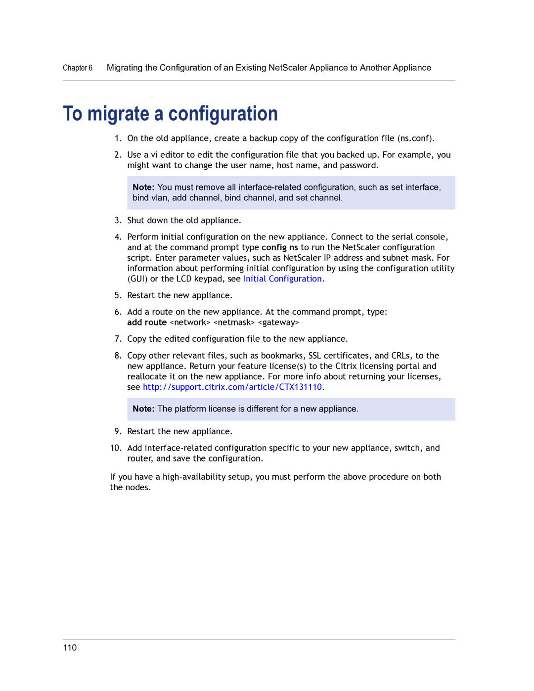 Citrix Systems 9.3 setup guide To migrate a configuration 