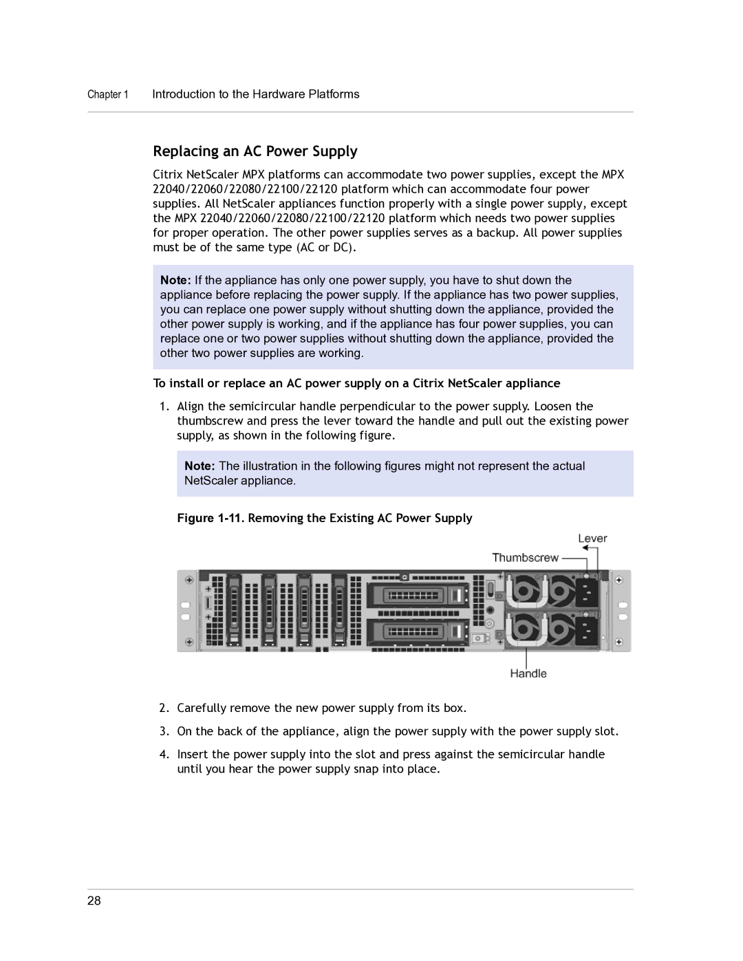 Citrix Systems 9.3 setup guide Replacing an AC Power Supply 