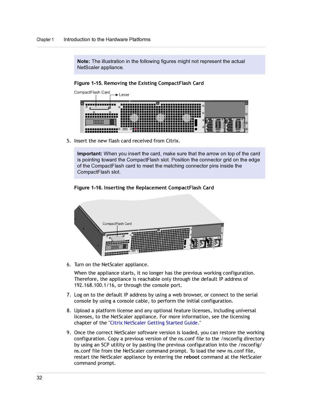 Citrix Systems 9.3 setup guide Removing the Existing CompactFlash Card 