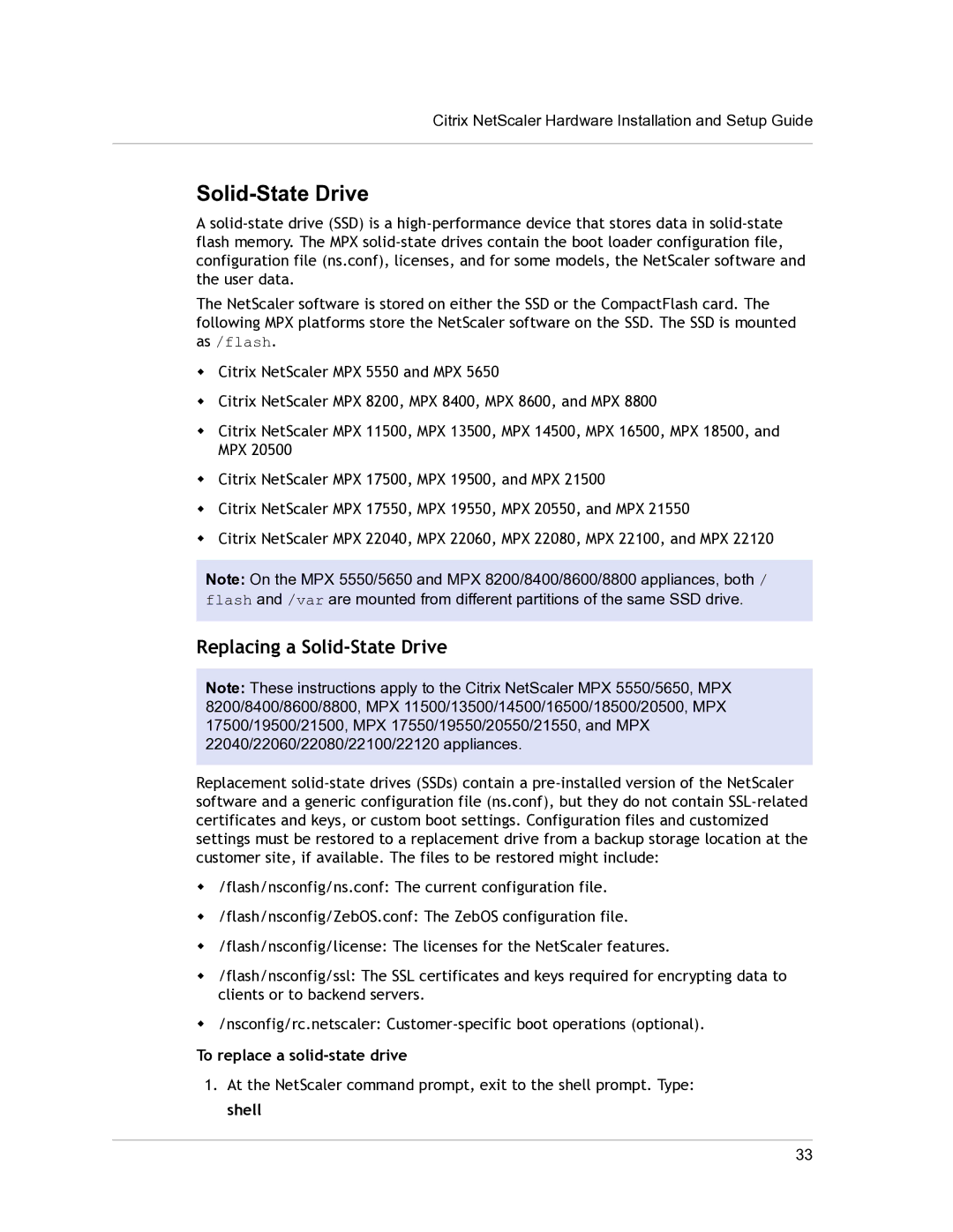 Citrix Systems 9.3 setup guide Solid-State Drive, To replace a solid-state drive 