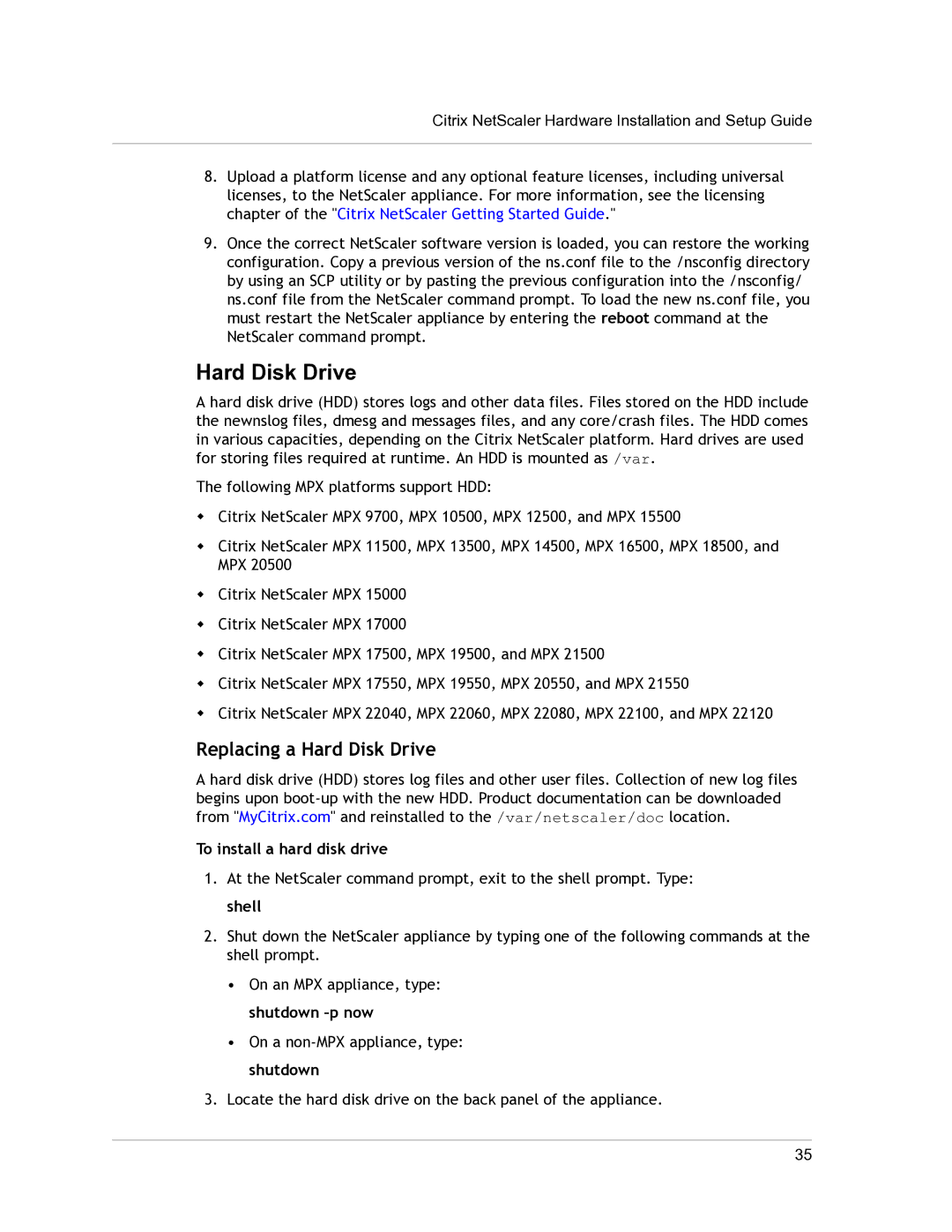 Citrix Systems 9.3 setup guide Hard Disk Drive, To install a hard disk drive 