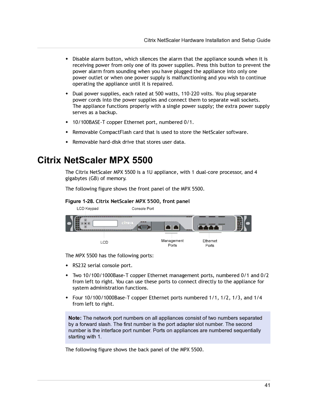 Citrix Systems 9.3 setup guide Citrix NetScaler MPX 5500, front panel 