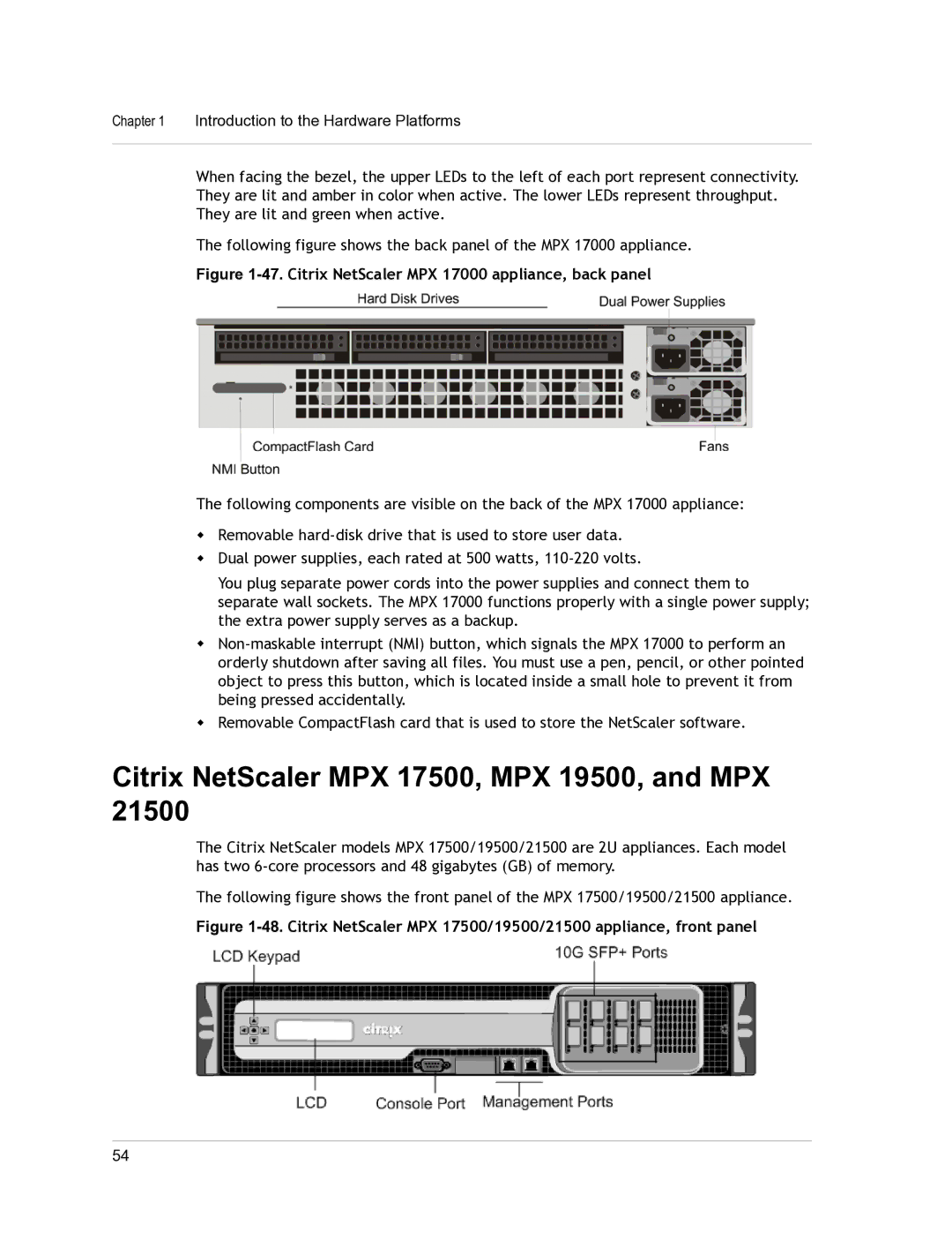 Citrix Systems 9.3 Citrix NetScaler MPX 17500, MPX 19500, and MPX, Citrix NetScaler MPX 17000 appliance, back panel 