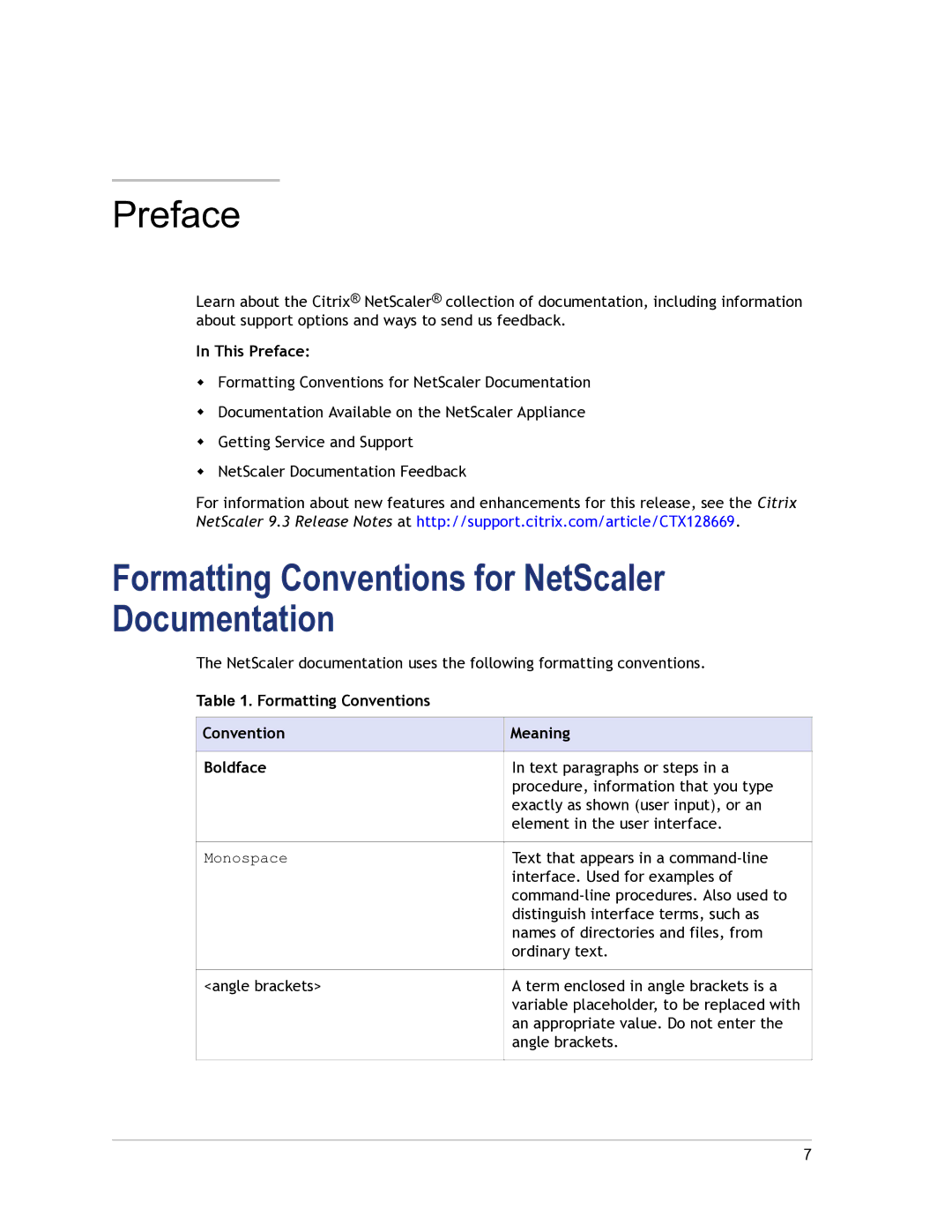 Citrix Systems 9.3 setup guide Formatting Conventions for NetScaler Documentation, This Preface 