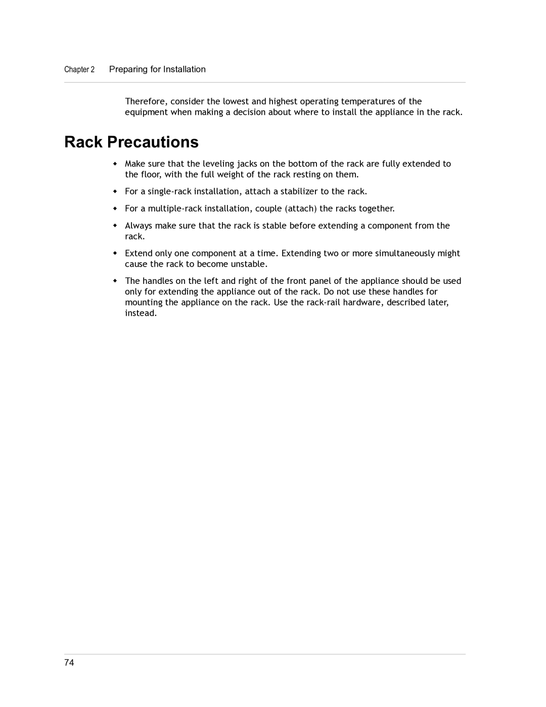 Citrix Systems 9.3 setup guide Rack Precautions 