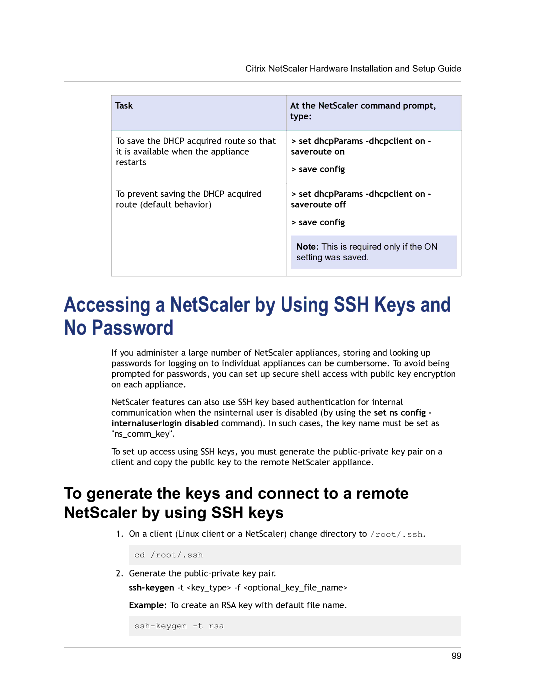 Citrix Systems 9.3 setup guide Accessing a NetScaler by Using SSH Keys and No Password 