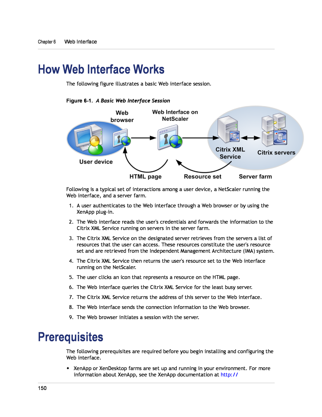 Citrix Systems CITRIX NETSCALER 9.3 manual How Web Interface Works, Prerequisites, 1. A Basic Web Interface Session 