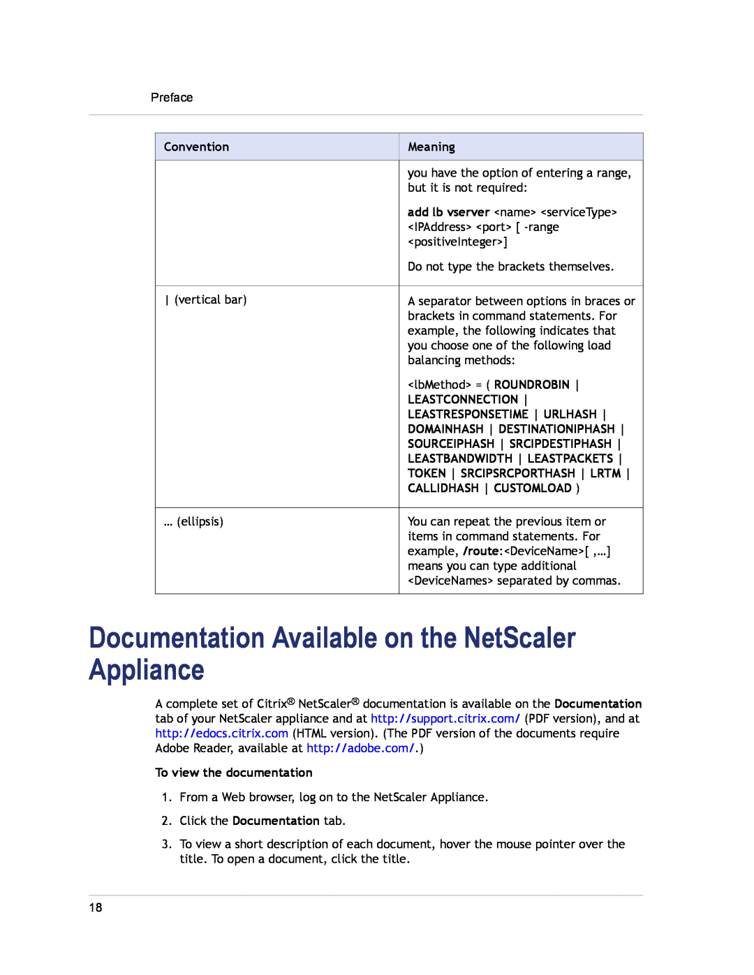 Citrix Systems CITRIX NETSCALER 9.3 Documentation Available on the NetScaler Appliance, Preface, To view the documentation 