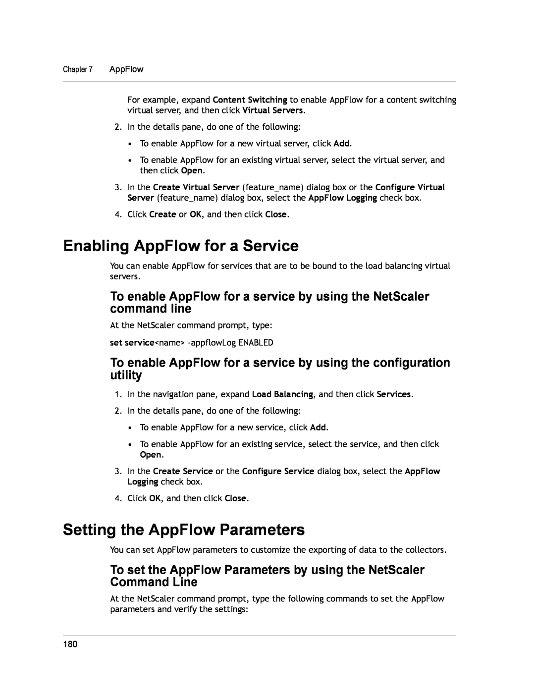 Citrix Systems CITRIX NETSCALER 9.3 manual Enabling AppFlow for a Service, Setting the AppFlow Parameters 