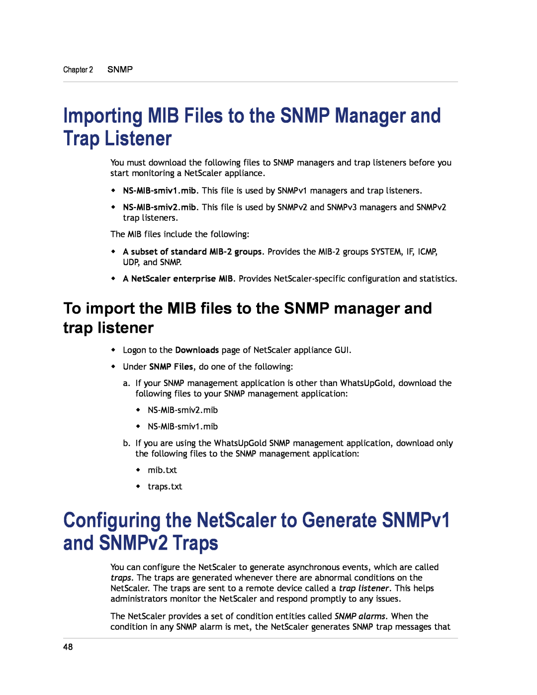 Citrix Systems CITRIX NETSCALER 9.3 manual Importing MIB Files to the SNMP Manager and Trap Listener 